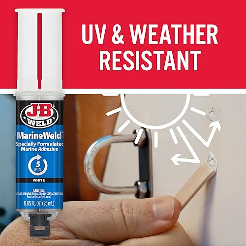 Miniatura 3 de J-B Weld MarineWeld - Jeringa (2 unidades), color blanco, resistente a los rayos UV, de alta resistencia y resistente a los impactos, 0.8 fl oz,