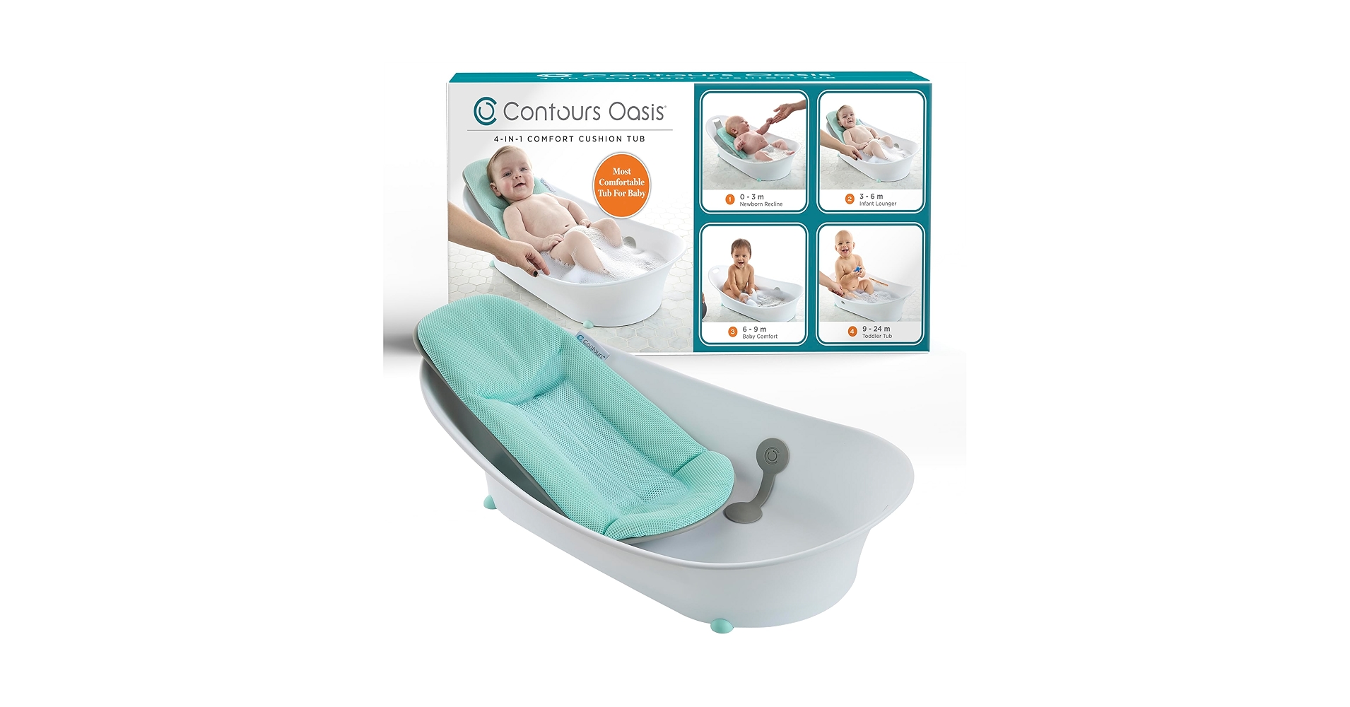 Amazon.com: Contours Oasis 4-in-1 Baby Bathtub, Infant Bath