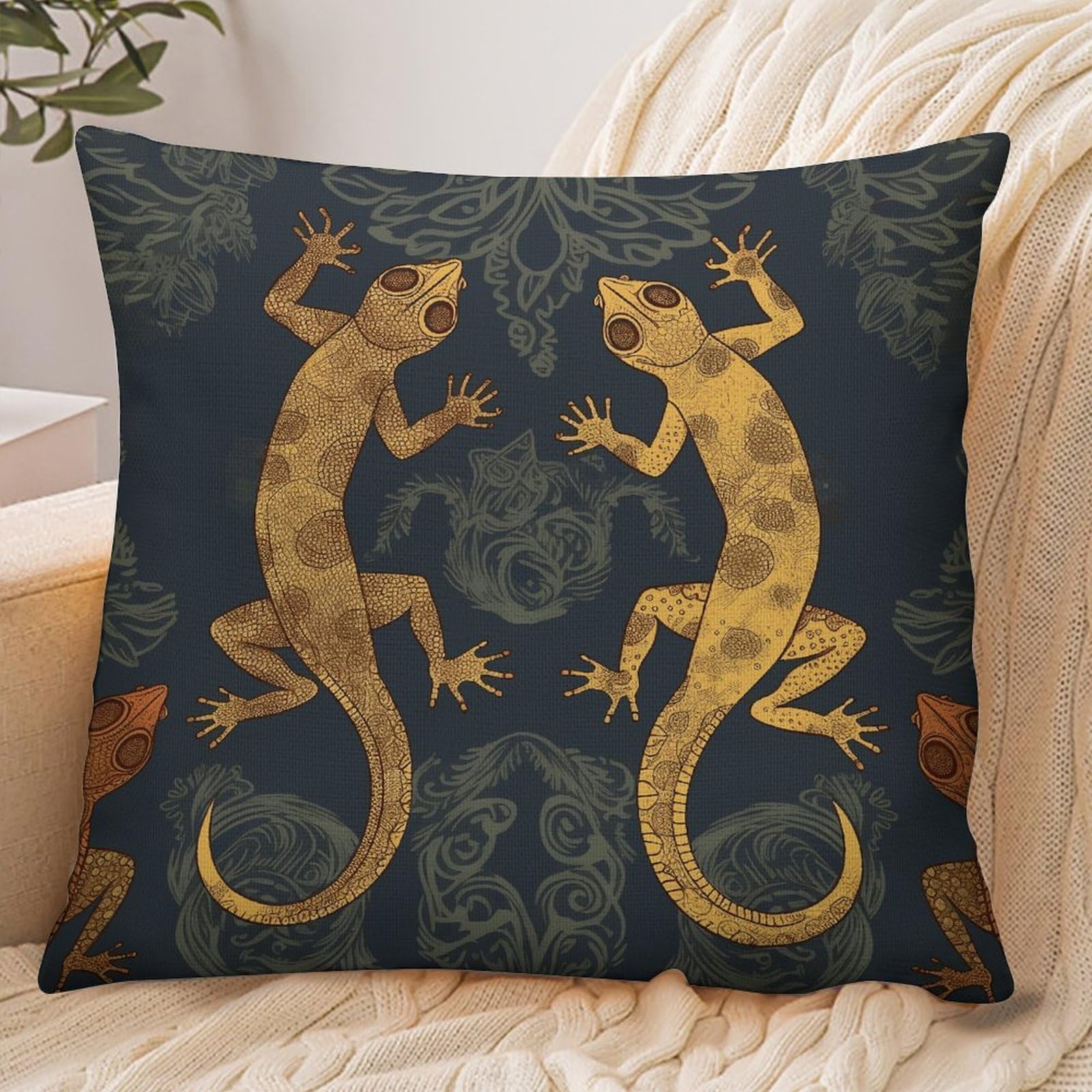 Fekiloot Style Gecko Lizards Pillowcase Pillow Sham Pillow Case