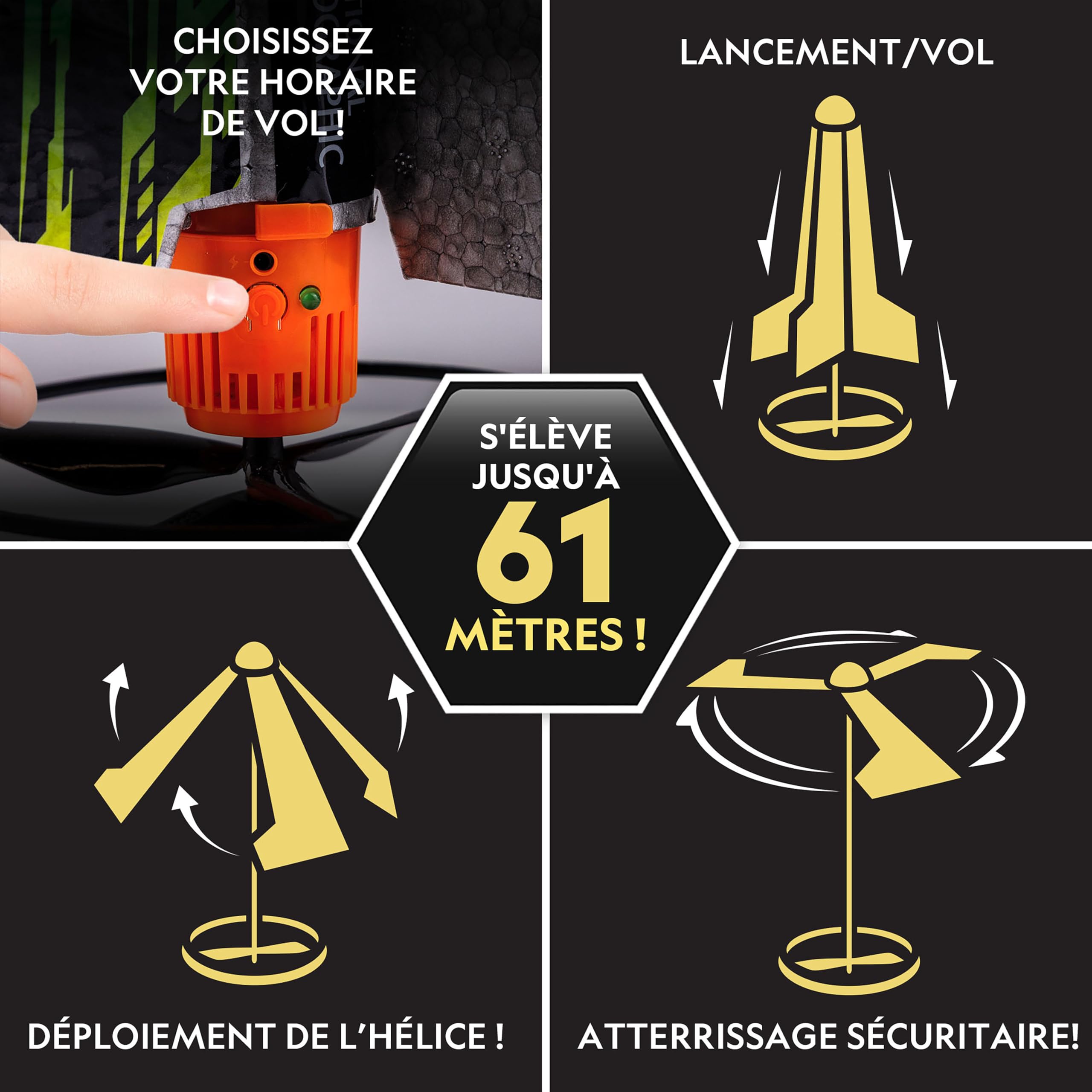 National Geographic fusée Power Rocket pour Enfants – Fusée motorisée Rechargeable avec Rampe de Lancement, atteint 60 mètres de Hauteur, Jouet d’extérieur à atterrissage sécurisé