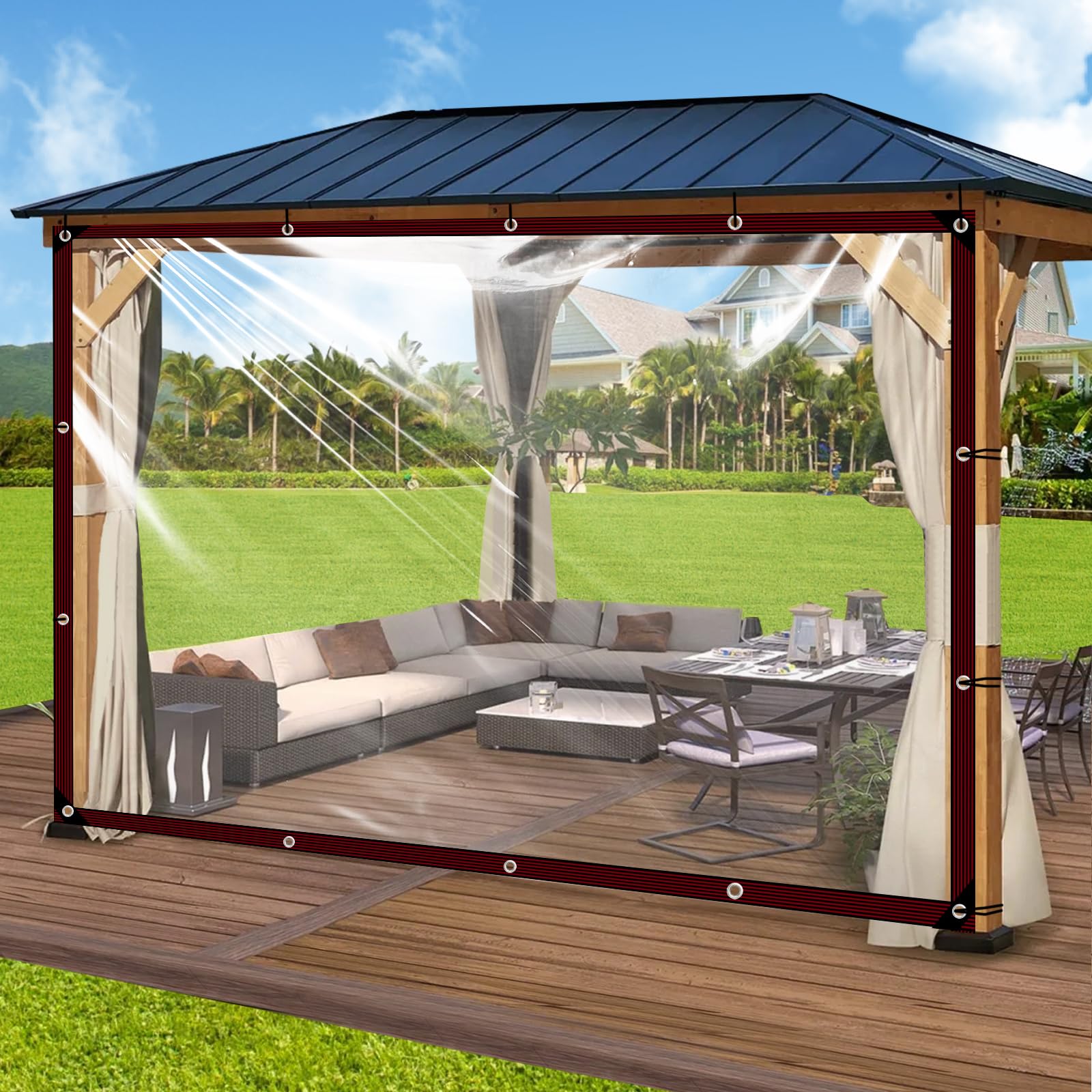 Plane-Wasserdicht-Transparent Mit öSen 1x2m, Plane Durchsichtig für AußEnbereich Abdeckplane Wasserdicht Transparent Durchsichtige Plane für Terrasse Hühnerstall