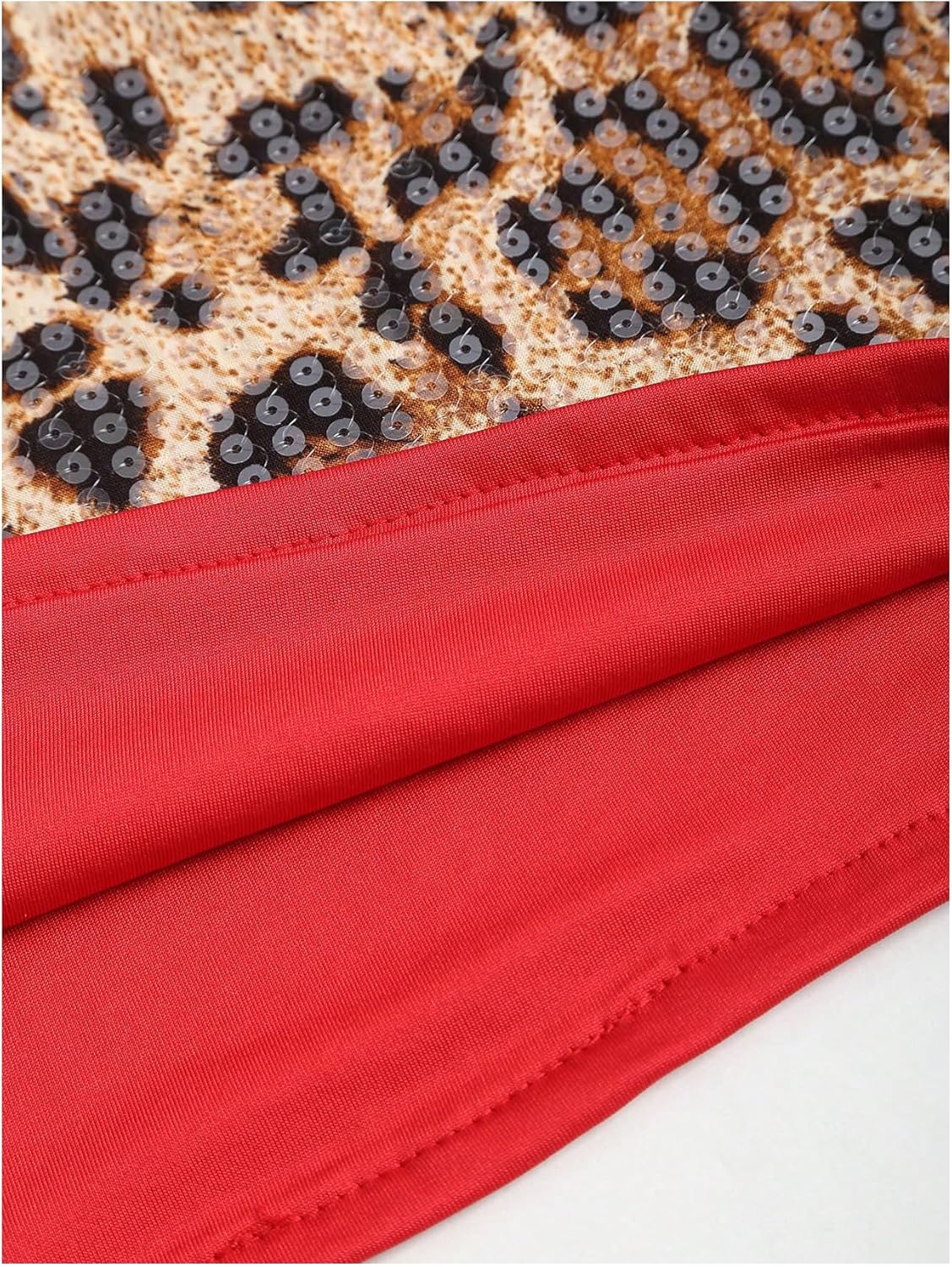 MakeMeChic Women's Sequin Halter Tops Sparkly Y2k Cheetah Print Tie Backless Tank Crop Top - Image 3