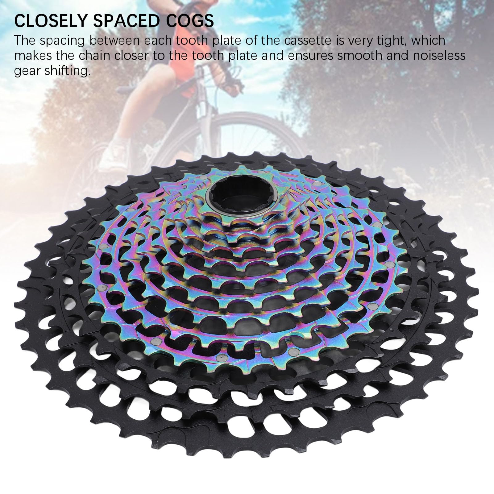 Drfeify Caseta de Bicicleta de 12 Velocidades, Aleación de Aluminio CNC Hollow Climbing Gear 9-46 Cassette de Bicicleta Rococal