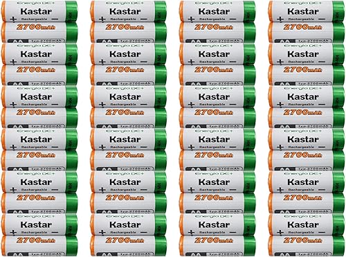 Kastar AA (paquete de 48) baterías recargables Ni-MH de 2700 mAh de súper alta capacidad precargadas