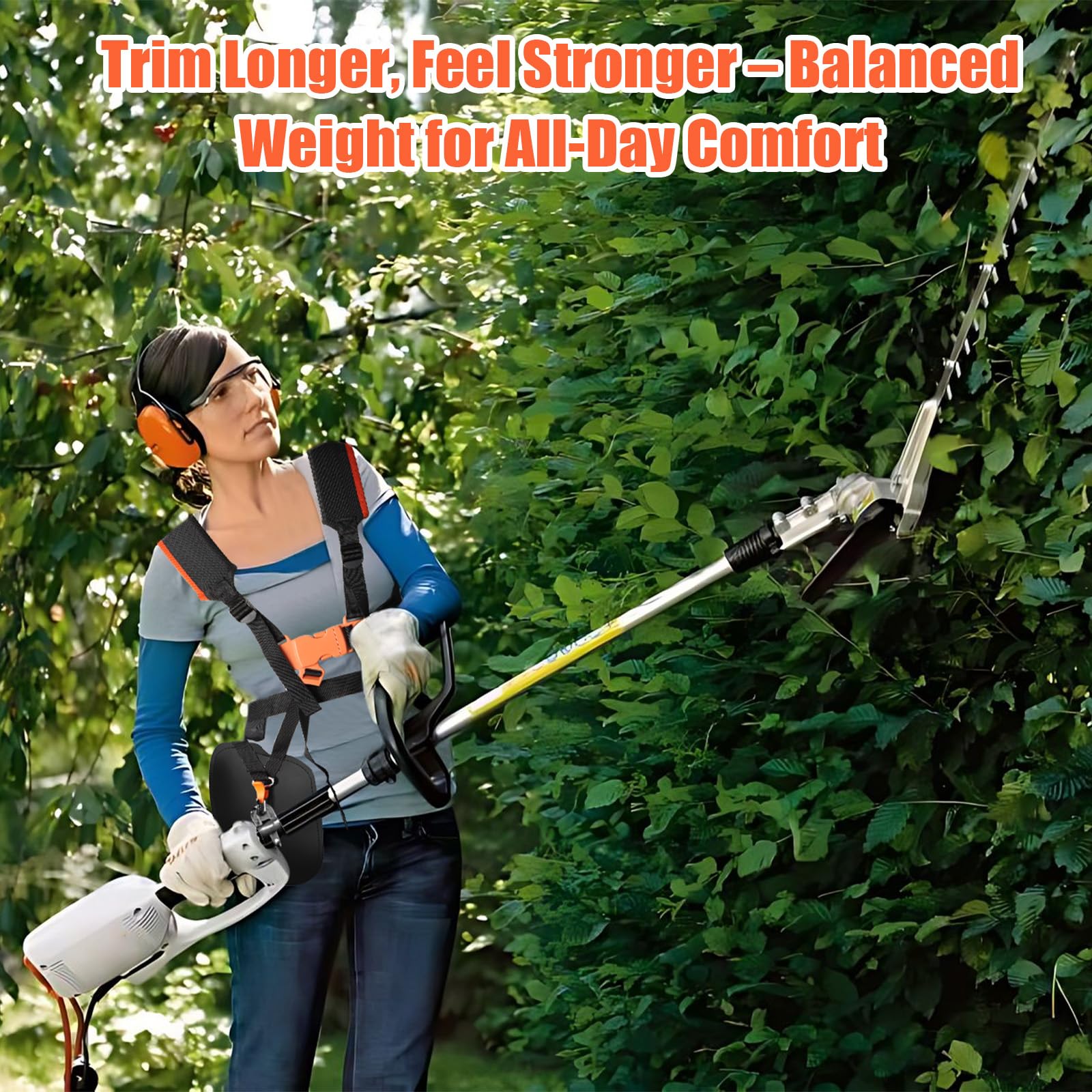 String Trimmer Harnas, Trimmer Schouderriem, Luxe Riem Dubbele Schouder, Voor Bosmaaiers / Trimmers / Strimmer Harnas, Tuin Bosmaaier Grasmaaier Nylon Riem Tuingereedschap (Zwart