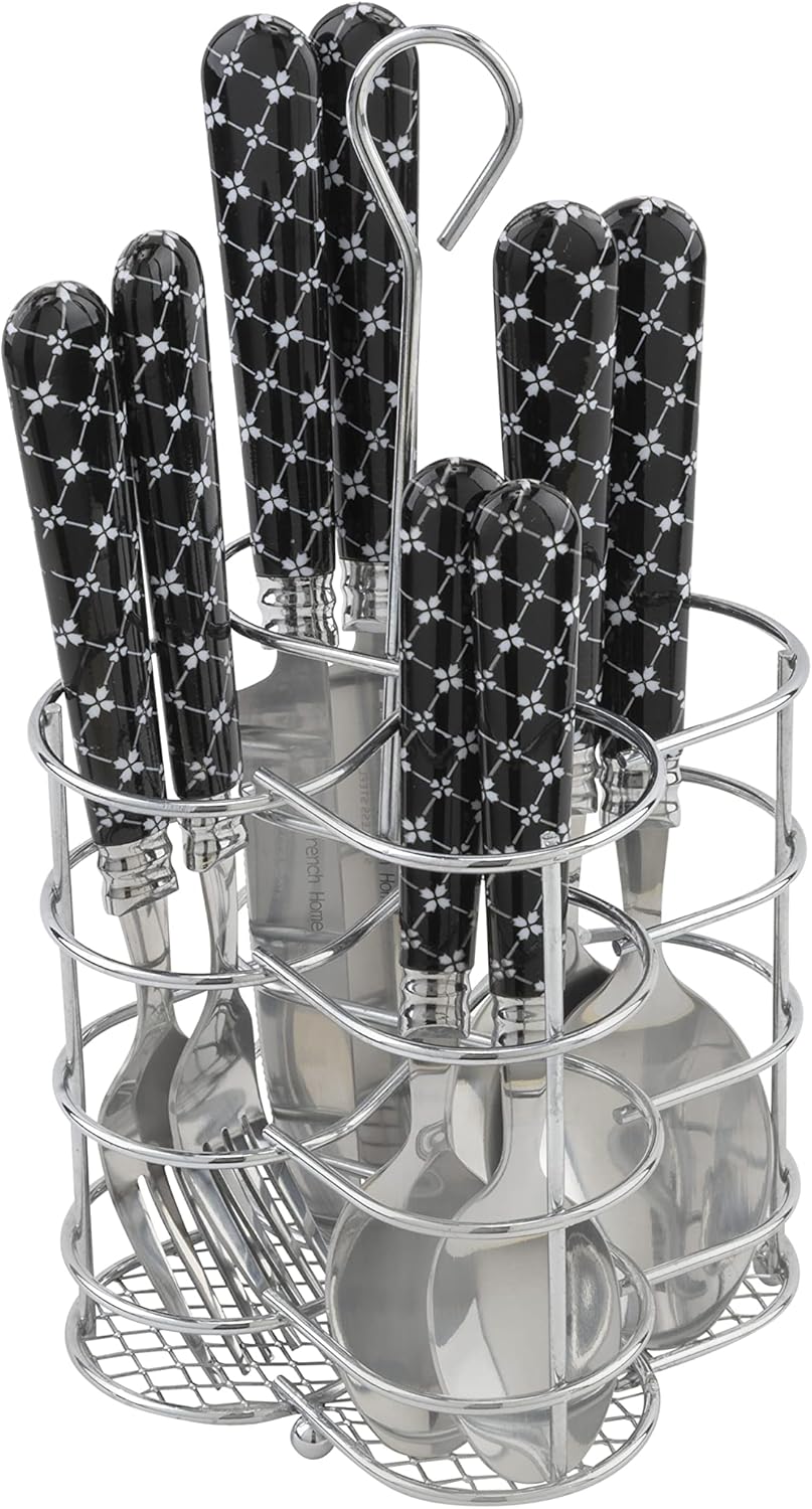 Abstract Butterfly Black and White Stainless Steel Flatware Set