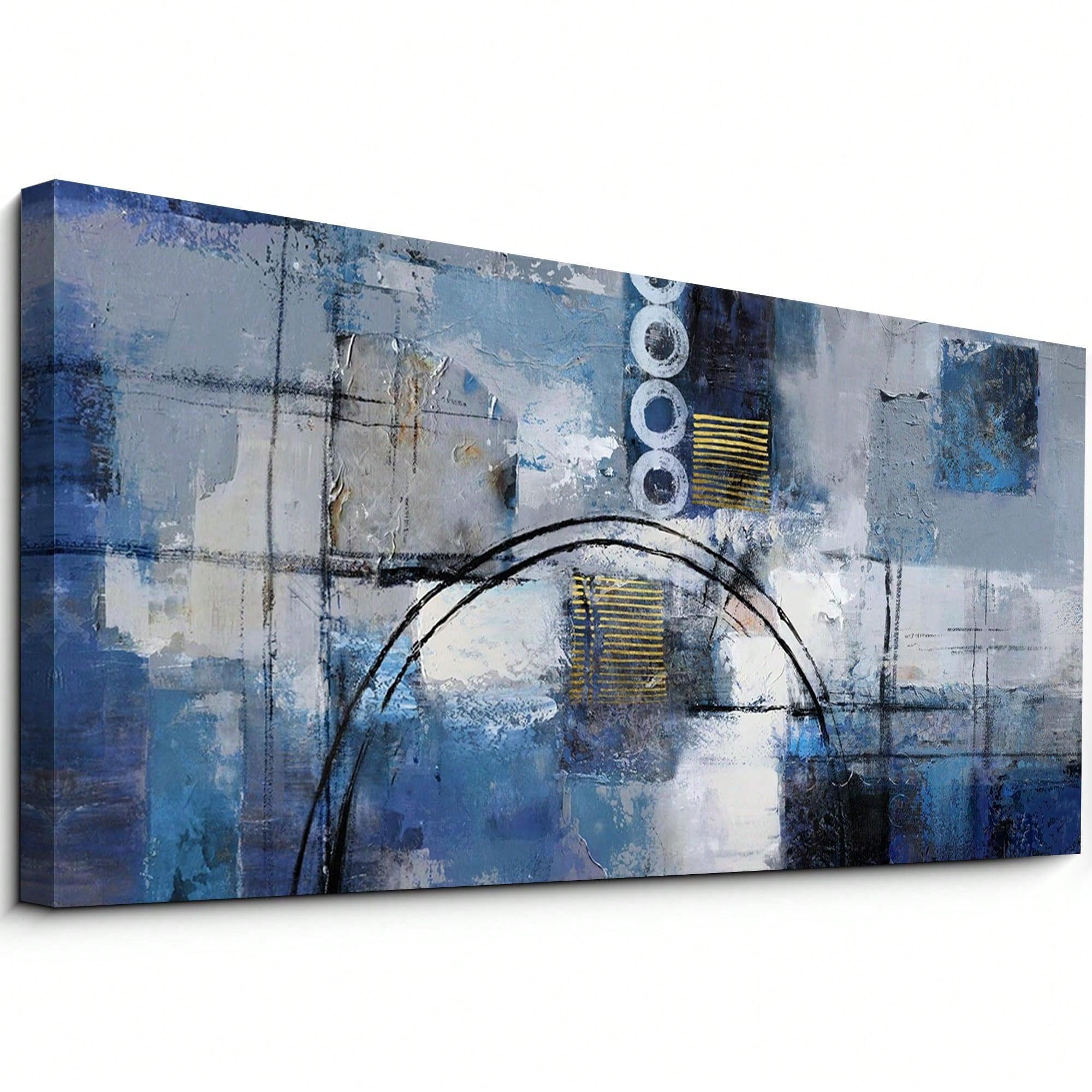 Zhadongli Art With Frame Large Abstract Wall Art Canvas Printing Classic Artwork Big Canvas Paintings Navy Blue Black Wall Art For Bedroom Decor 70X140cm(28X55in) Withframe
