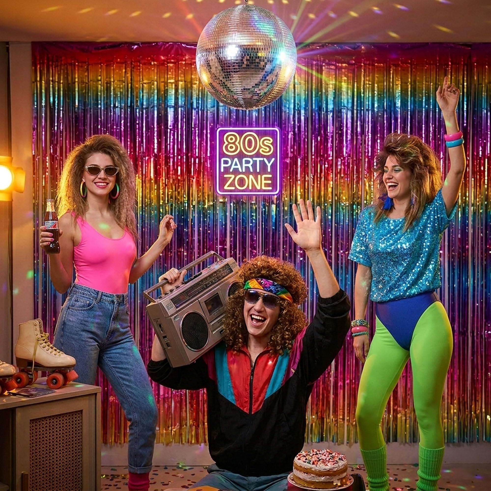 Paquete de 4 cortinas de flecos de papel de aluminio arcoíris brillante, telón de fondo metálico para cabina de fotos, accesorios para cumpleaños, despedida de soltera, día del orgullo gay,