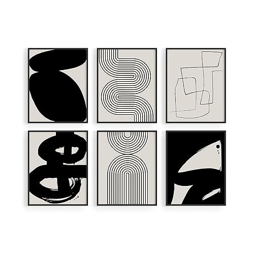 HAUS AND HUES Black Abstract Painting Aesthetic - Set of