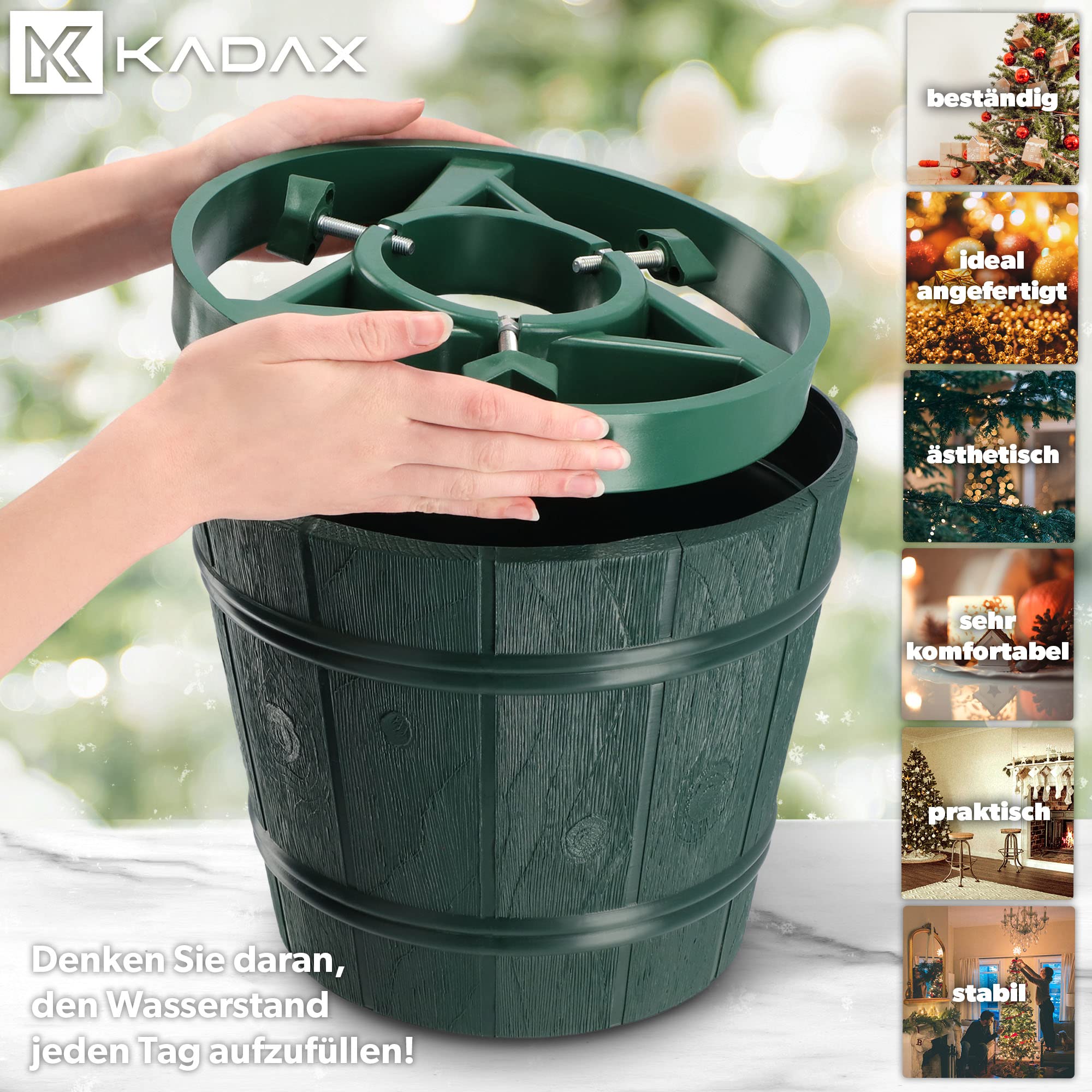 KADAX Support pour sapin de Noël, support pour arbre de Noël en plastique, support pour sapin de Noël en deux versions de couleur, support en plastique pour un sapin de Noël (hauteur de l'arbre