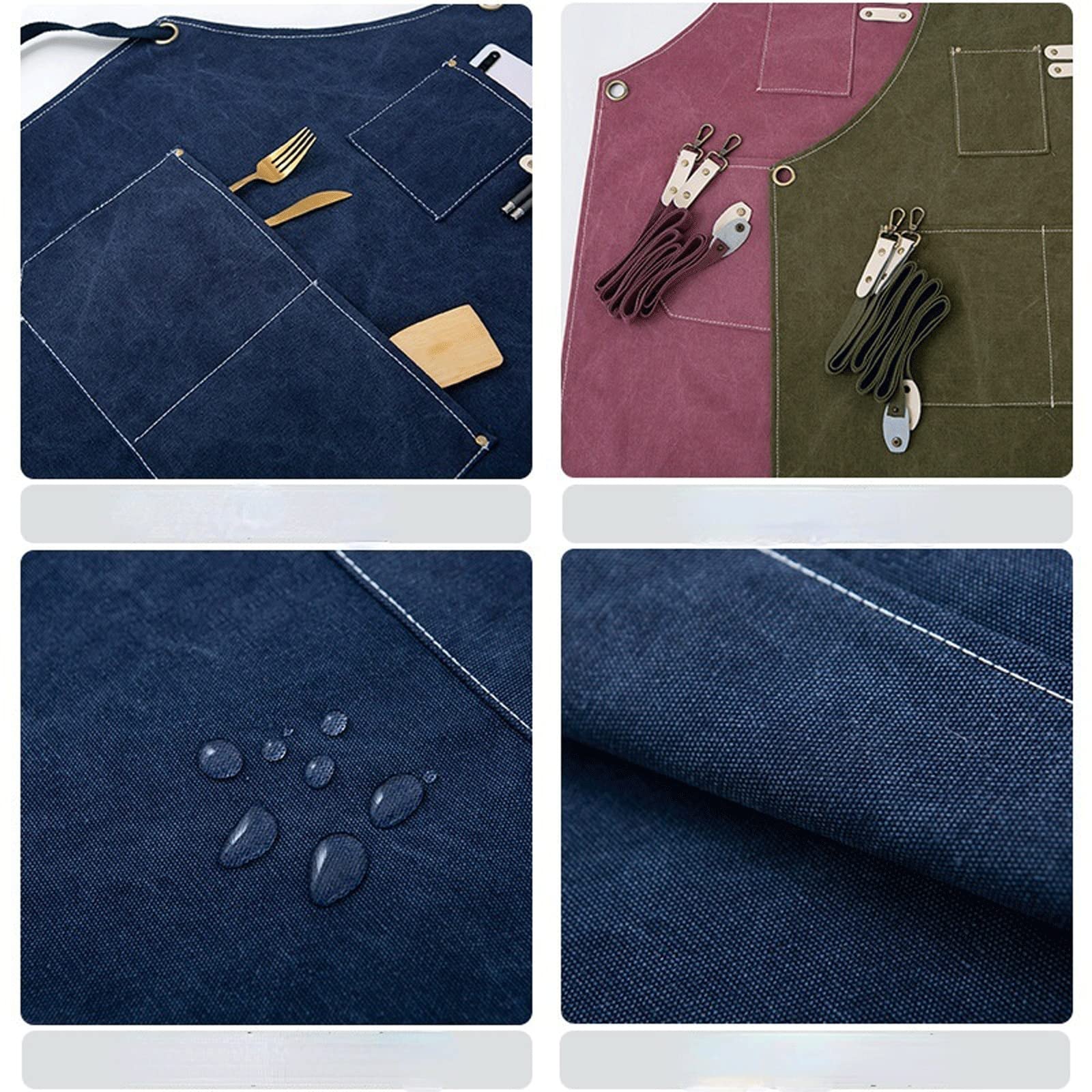 JINGYAN Schürzen Ladies Canvas Kitchen Aprons Men Cooks Job Barbecue Restaurant Bar Shop Cafe Beauty Nail Studio Uniform Tea