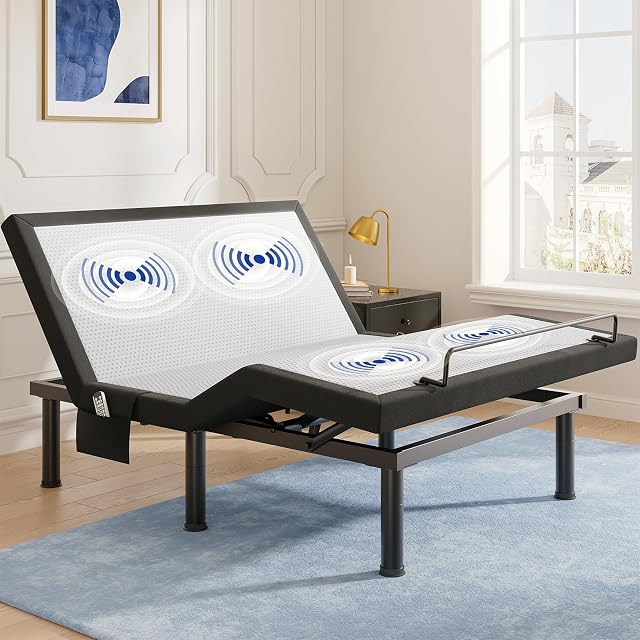 Tami Tami Tami T600 Adjustable Bed Frame Full Size with Remote & Massage - Electric Beds Bases, Zero Gravity, Dual Side USB, Side Pockets, Nightlight, Quiet Motor, Wireless Remote, 5 Min Easy Assembly