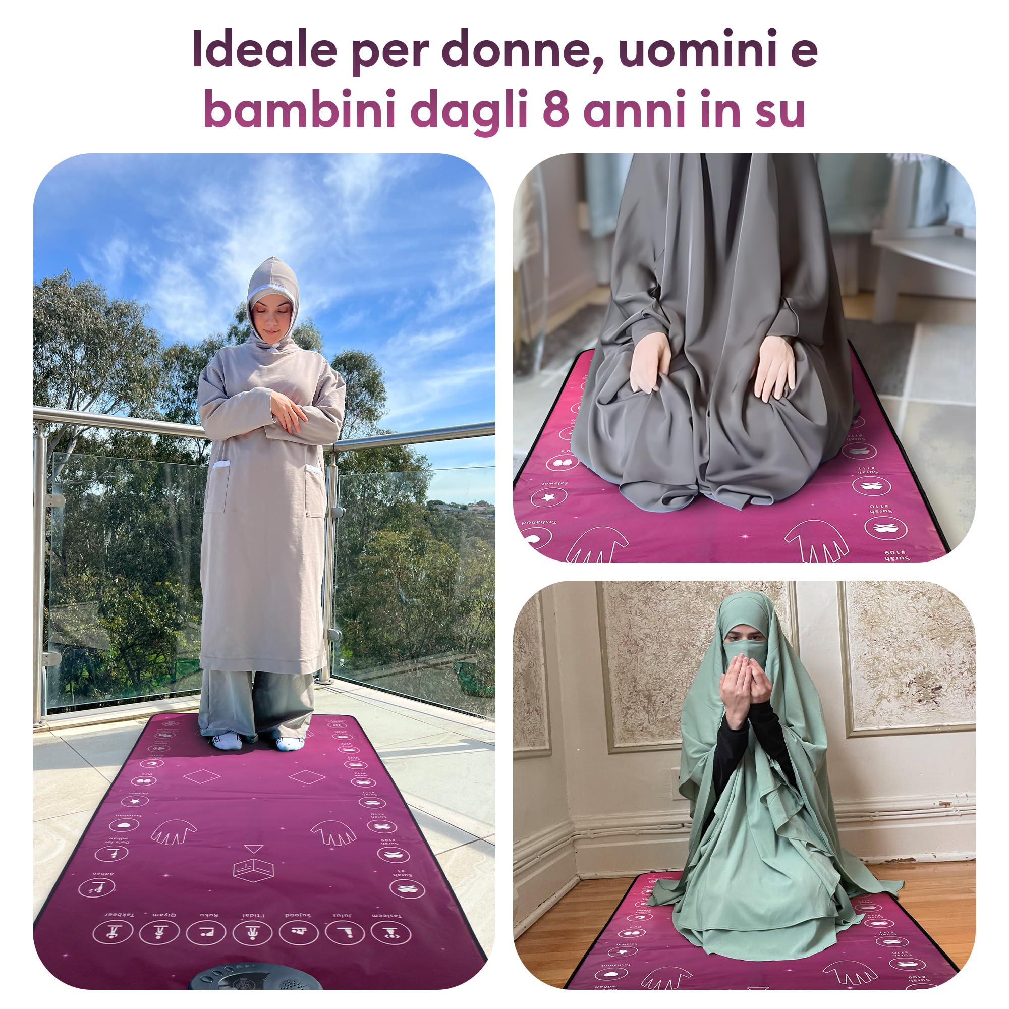 My Salah Mat Tappeto per Preghiera Musulmana Elettronico – Tappetino Islamico Prayer Mat - Insegna Surah, Salah e Duas, Ideale per Adulti e Convertiti, 8+ Anni