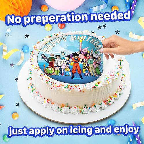 Miniatura 4 de Dra gonBall Z - Decoración redonda comestible para tartas de cumpleaños de 7.5 pulgadas