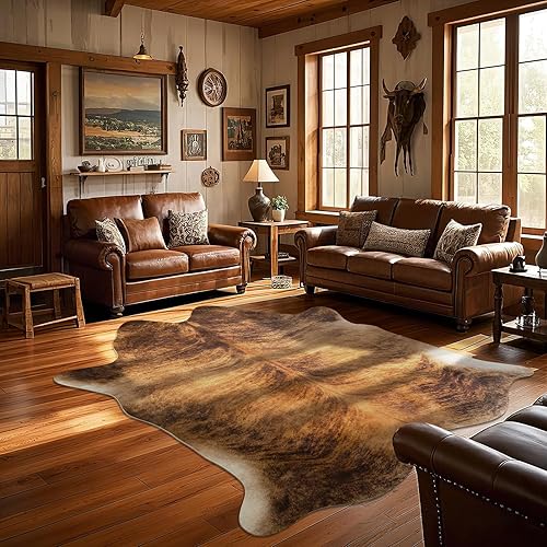 Miniatura 4 de Alfombra de piel de vaca occidental, alfombras de piel de vaca sintética para sala de estar, dormitorio, decoración del hogar, alfombra