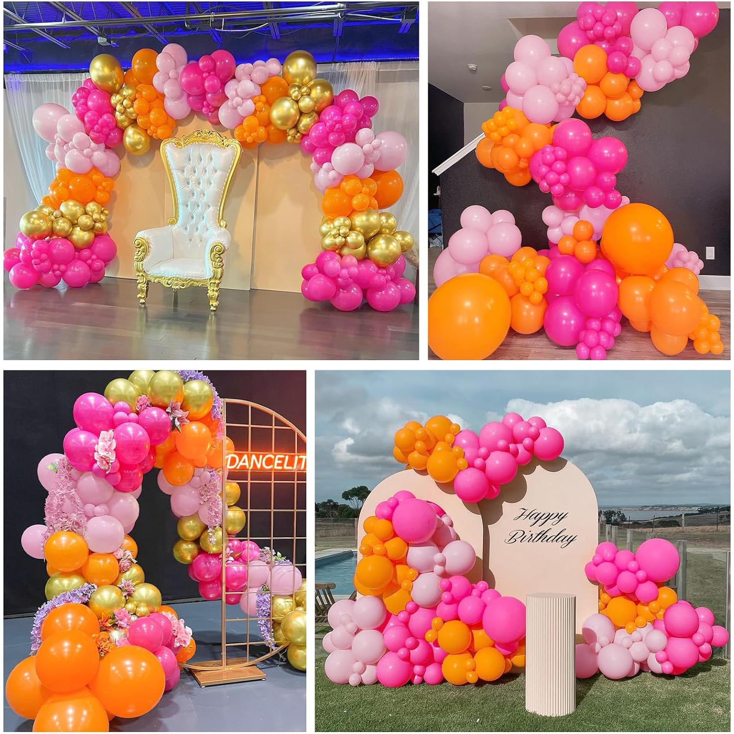 50pcs Pink and Orange Balloons 12 inch Helium Latex Balloons Suitable for Festivals Carnival and Parties, 12 inches - Image 3