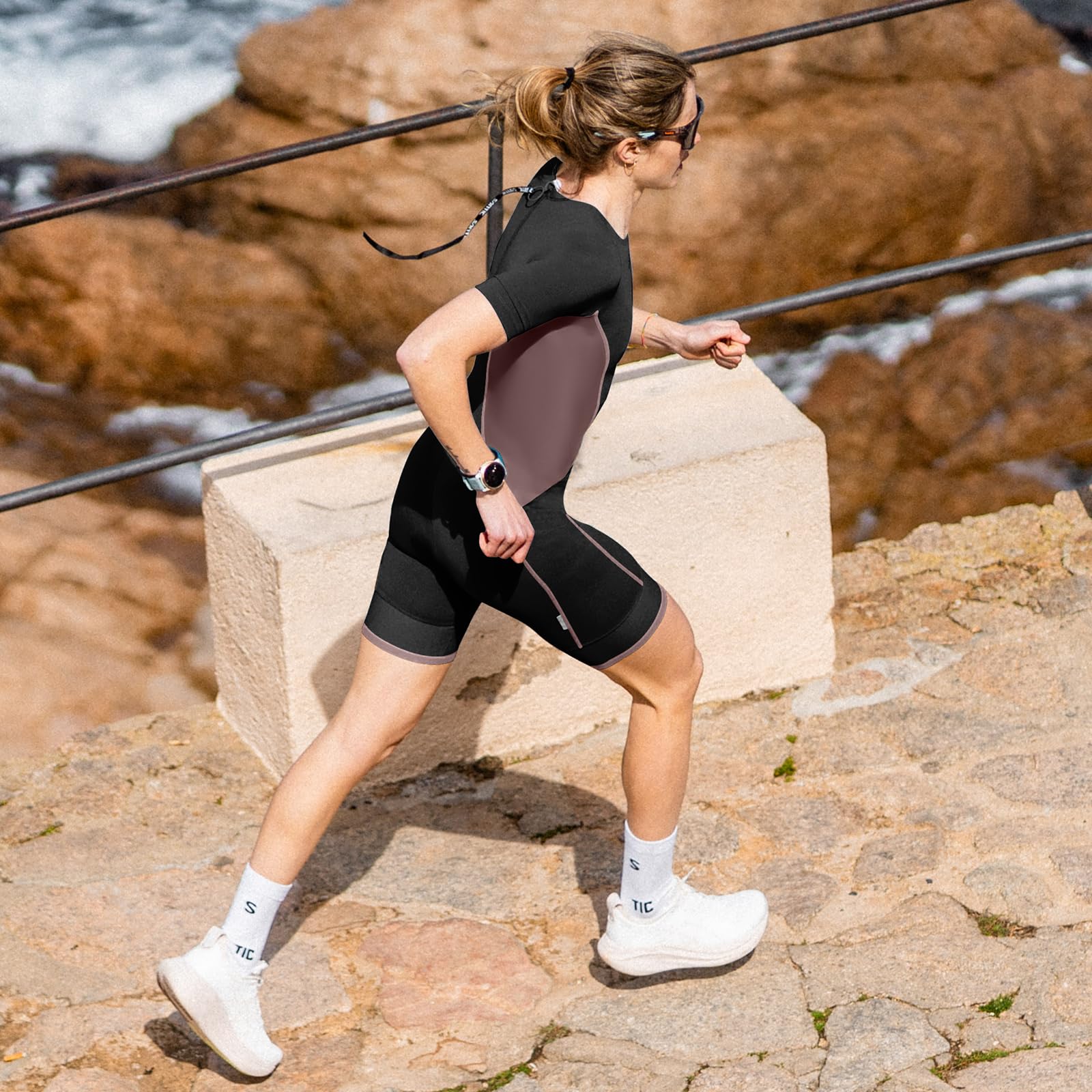 Santic Traje de triatlón acolchado de triatlón de una sola pieza Kuzarm traje Pro Tri-traje de secado rápido adelgazar bicicleta skinsuit