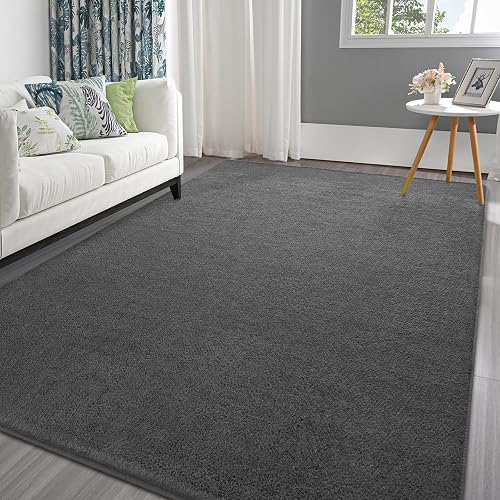 Pettop 6x9 ft Dark Grey Washable Memory Foam Indoor Carpet