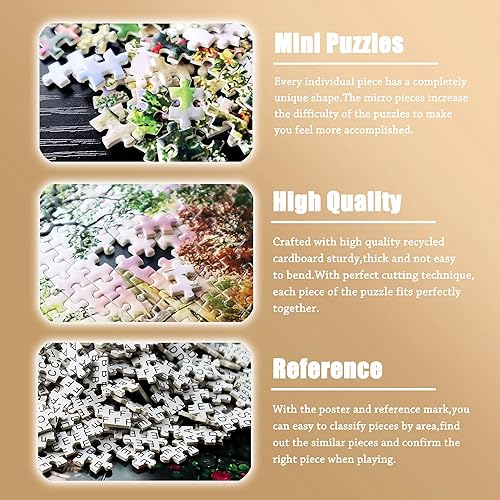 Miniatura 5 de MISITU Rompecabezas de 1000 piezas para adultos, minirompecabezas de micro piezas, desafiantes, difíciles, regalo de Navidad, cumpleaños, juegos,