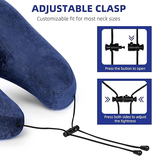Miniatura 6 de Almohada inflable de viaje, almohada inflable en forma de H para viajar en avión, funda lavable, almohada de viaje almohada de avión para soporte de