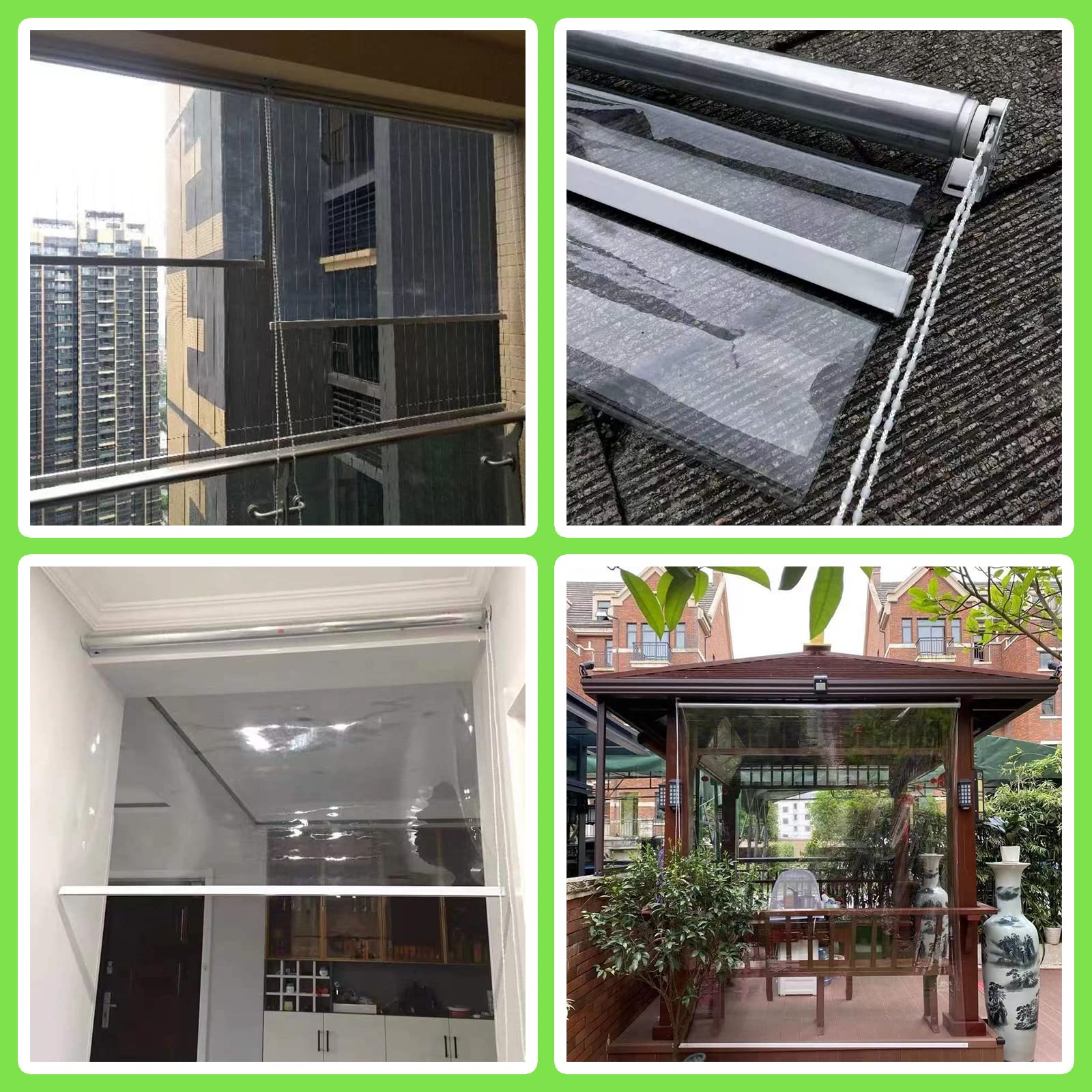 Rotolo in PVC trasparente, impermeabile, antipolvere, antivento, ideale per balcone, cucina, bagno, veranda e terrazza (80 x 220 cm)