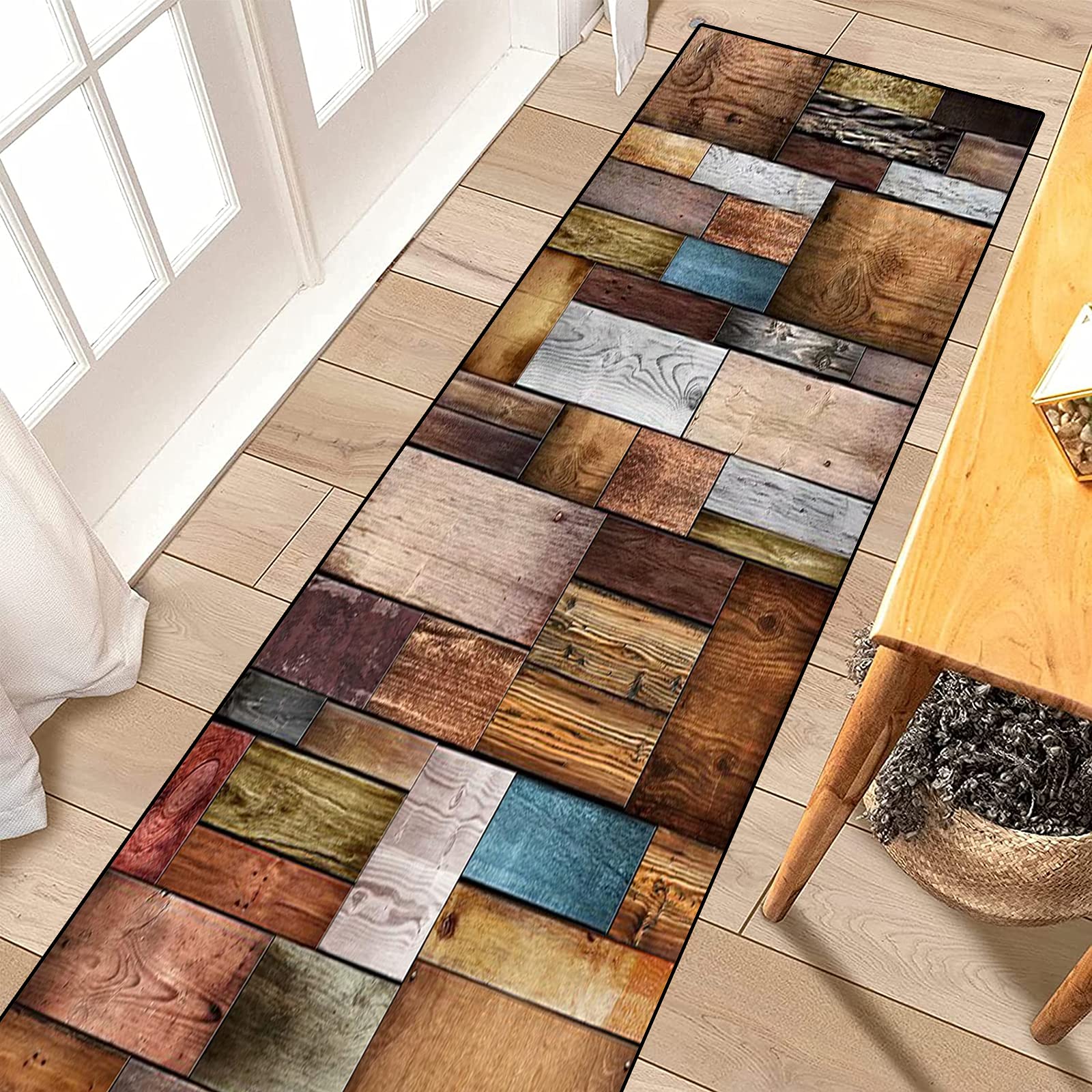 Teppich Läufer Flur 90x210cm Küche Schlafzimmer Teppichläufer rutschfest Küchenläufer Wohnzimmer Waschbar Meterware KüchenTeppich Korridor Teppich Modern Polyester, Anpassbare Größe