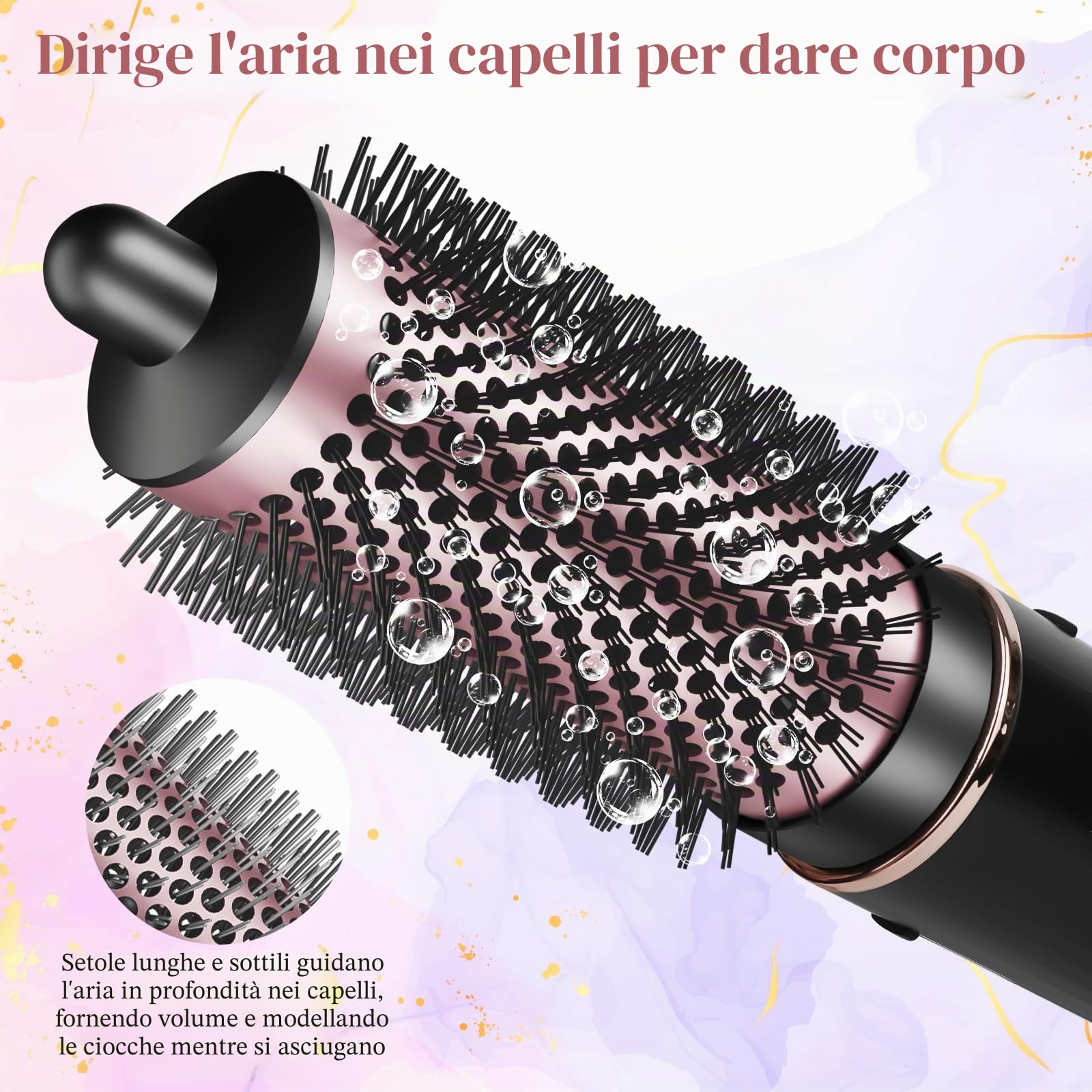 Spazzola volumizzante rotonda per attacco Shark FlexStyle, spazzola rotonda normale compatibile con serie FlexStyle HD400, strumento di fissaggio volumizzante per capelli fini e piatti per lo