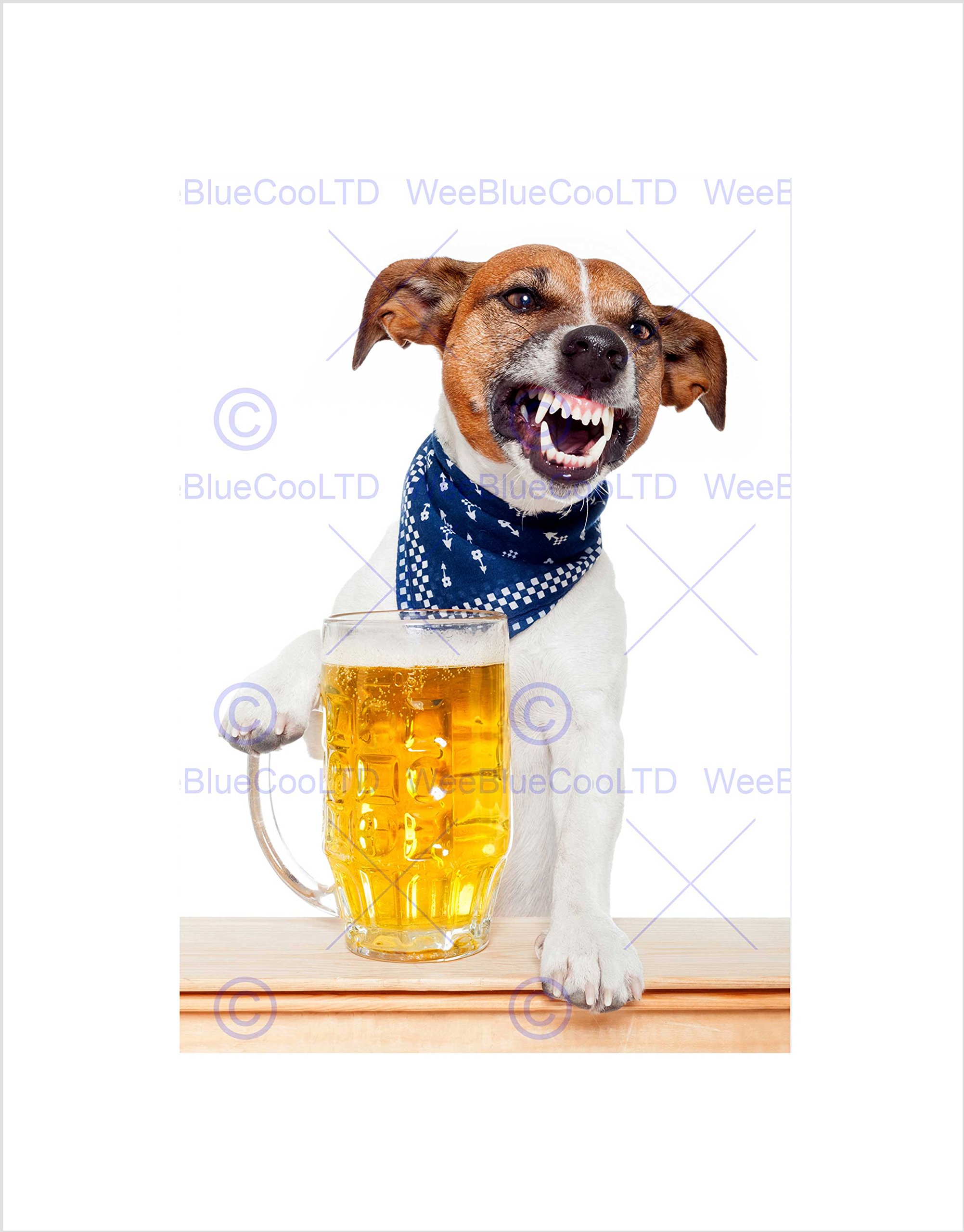 Wee Blue Coo Jack Russell Dog Mug Beer Pint Drunk Picture Wall Art Print