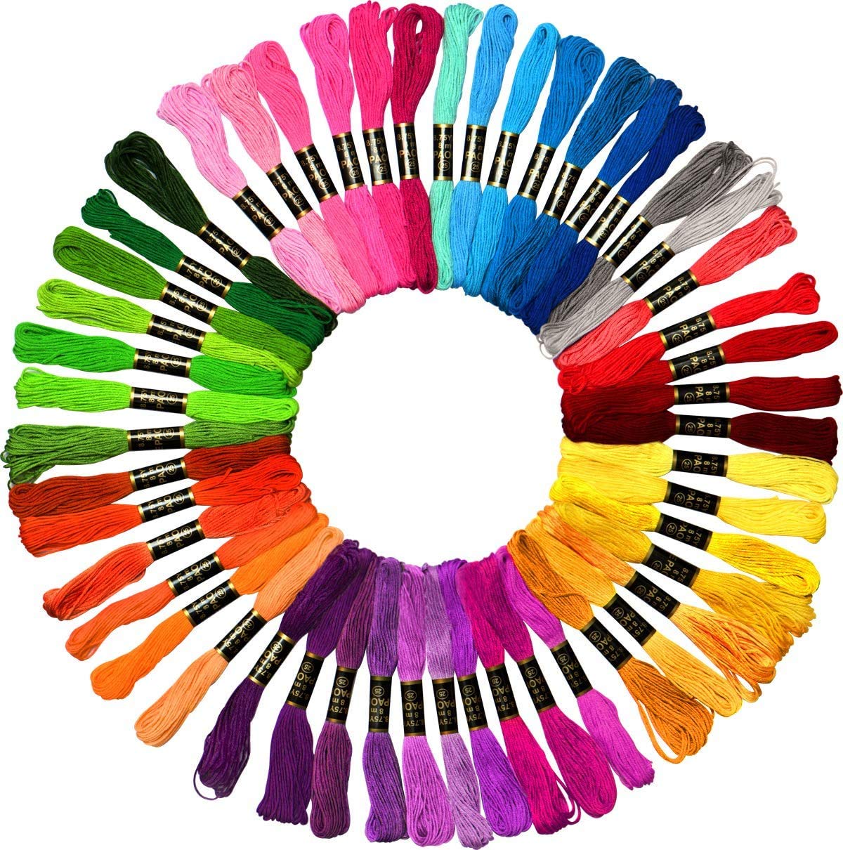 Padmashri Rainbow Embroidery Floss Skeins – 25pcs Mixed Colour Cotton Threads for DIY Crafting, Friendship Bracelets, Cross Stitch, Sewing, and Embroidery Projects