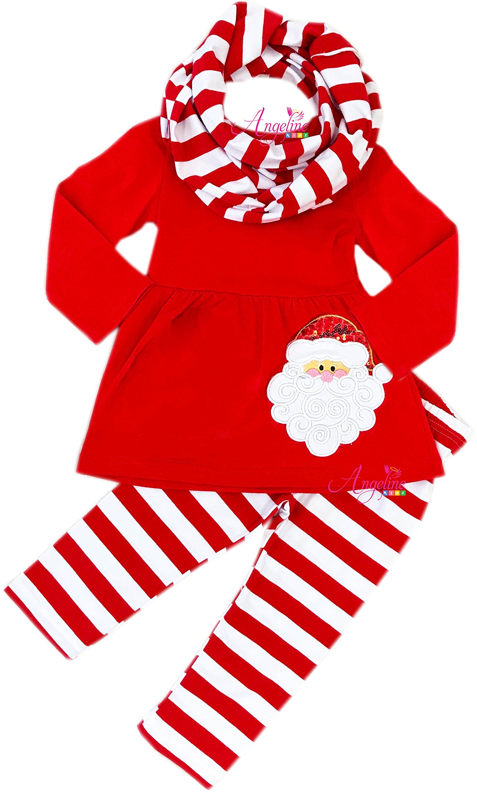Boutique Clothing Baby Toddler Little Girls Christmas Outfit Snowman Santa Tunic Top Legging Sets