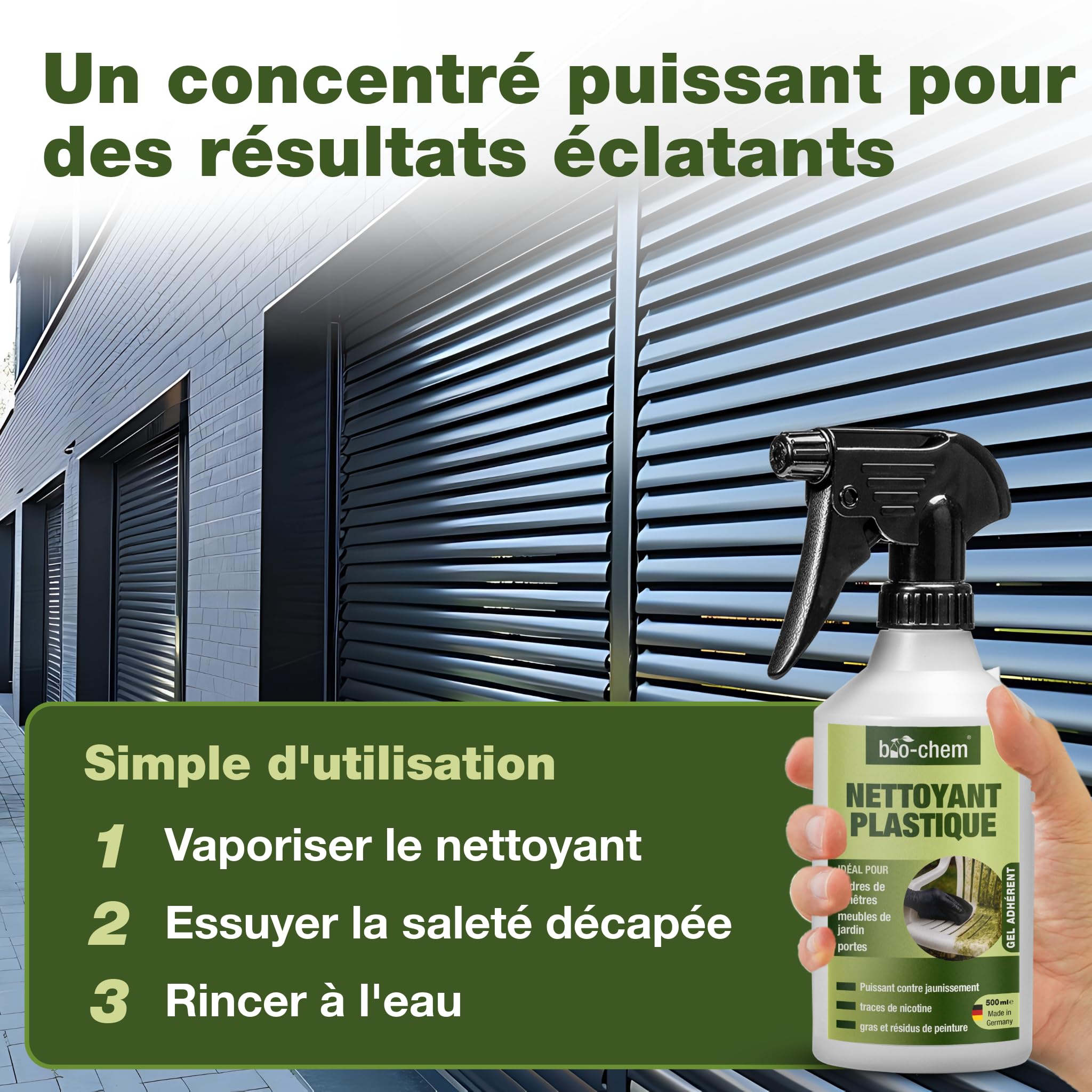 bio-chem Produit nettoyant renovateur plastique 2 x 500ml | Spray de nettoyage PVC, fenêtres, cadres de fenêtres, radiateurs, meubles de jardin