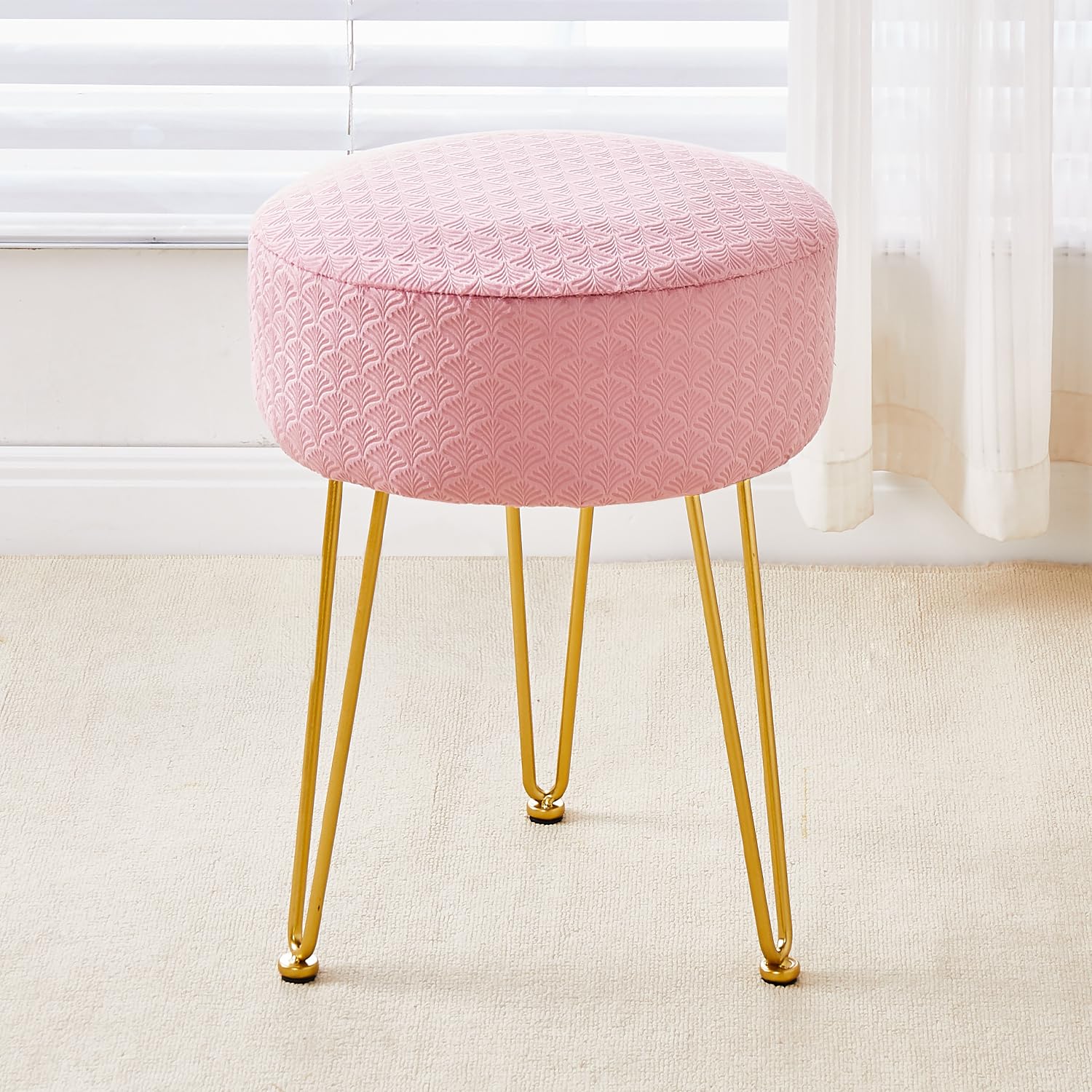 Cpintltr Vanity Stool Foot Stools Velvet Ottoman Stool Round Ottoman