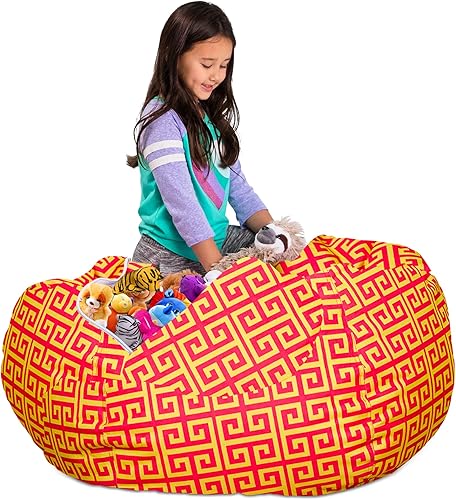 Miniatura 144 de Posh Funda de Silla Puf Rellenable para Almacenamiento de Animales de Peluche para Niños - Organizador de Juguetes Infantiles, Grande-38 - Lona