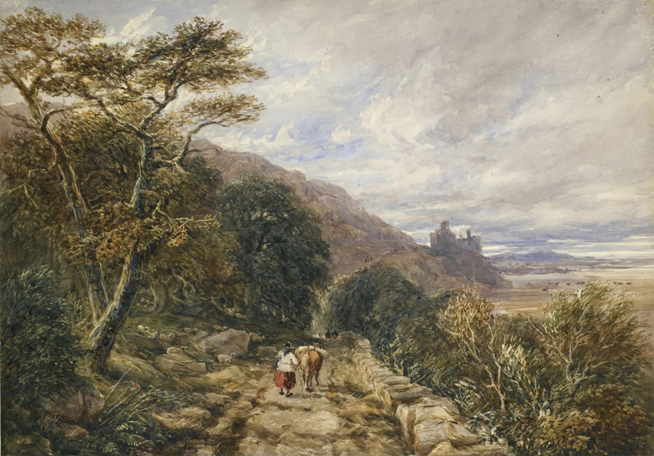 RZHRHJES Famous Painting Poster Art Canvas Print Retro Picture Country Track Leading to Harlech Castle by David Cox Poster Wall Art for Home Decor 60x90cm