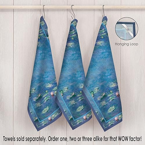 Miniatura 4 de RainCaper Paños de cocina, 8 x 28 pulgadas, 100% algodón, súper suaves y absorbentes, paños de cocina (lirios de agua de moneta)