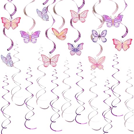 30Pcs Purple Butterfly Decoration Hanging for Party Supplies