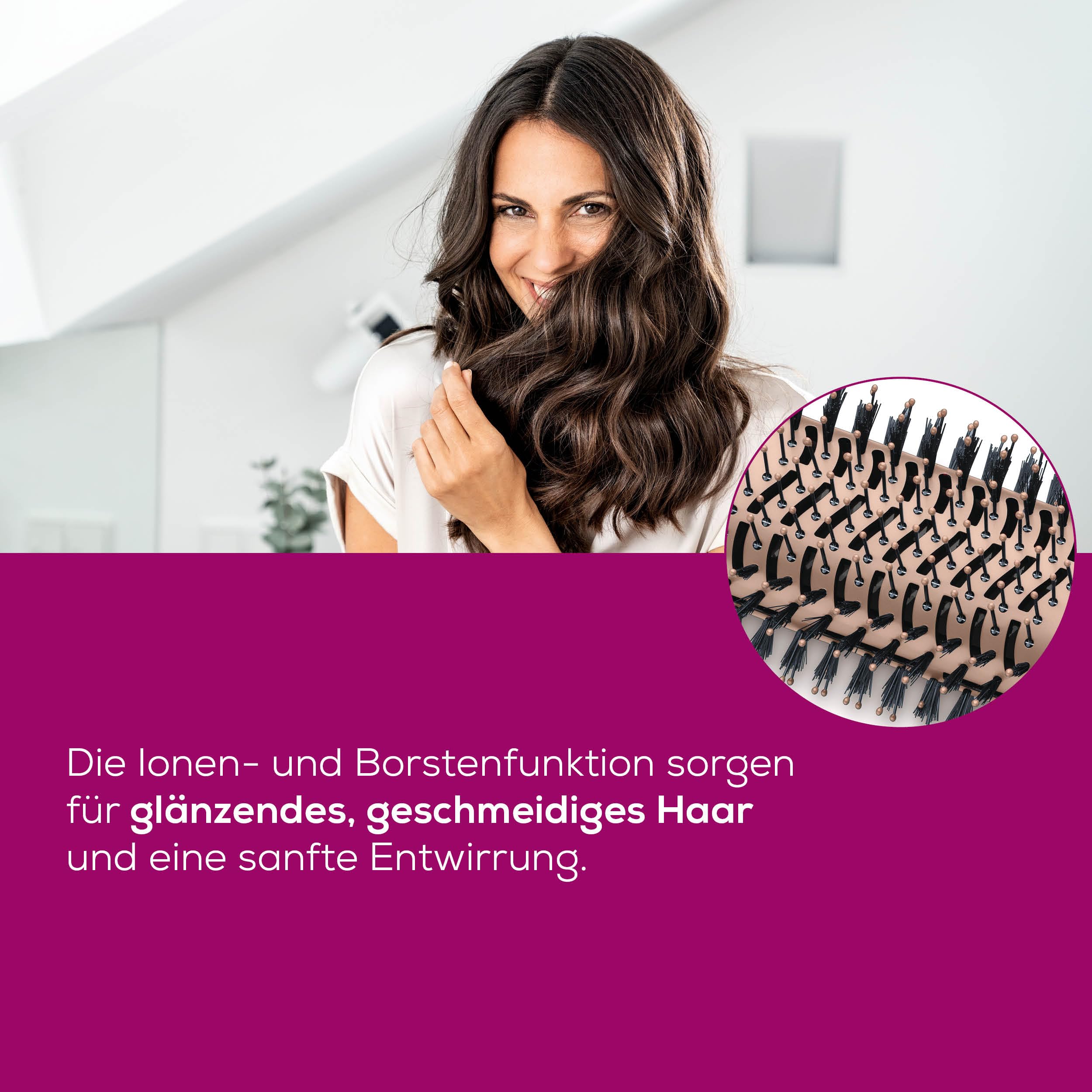 Beurer HC 45 Ocean Warmluftbürste, Haartrocknungsbürste für mehr Volumen, Keramik-Keratin Beschichtung, 2 Heiz- und Gebläsestufen, Stylingbürste mit Ionenfunktion