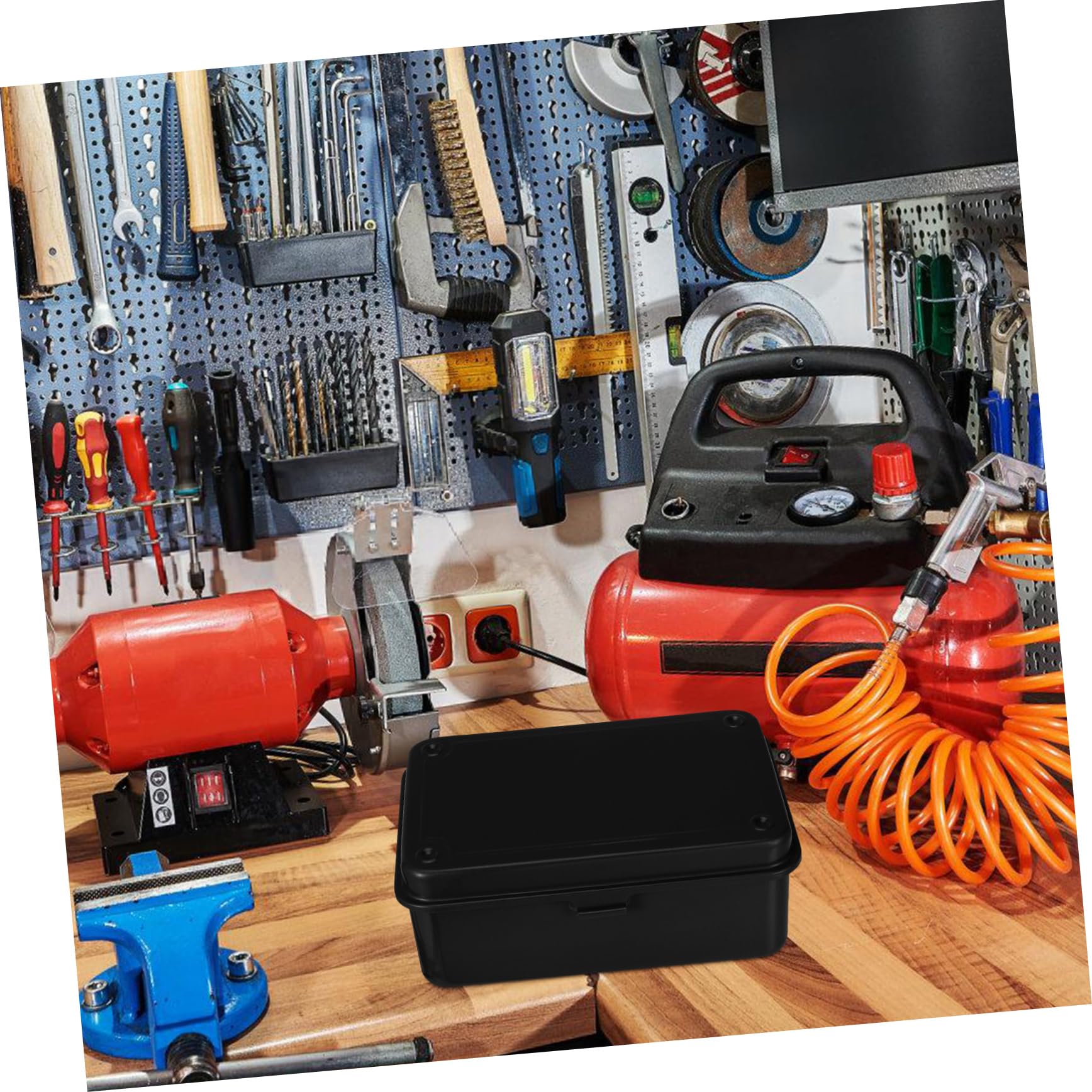 SHINEOFI Cassetta Degli Attrezzi in Metallo Coperchio Piccola Scatola Portautensili in Ferro Resistente Per Riparazioni Domestiche e Auto Organizer Essenziale Per Casa e Officina