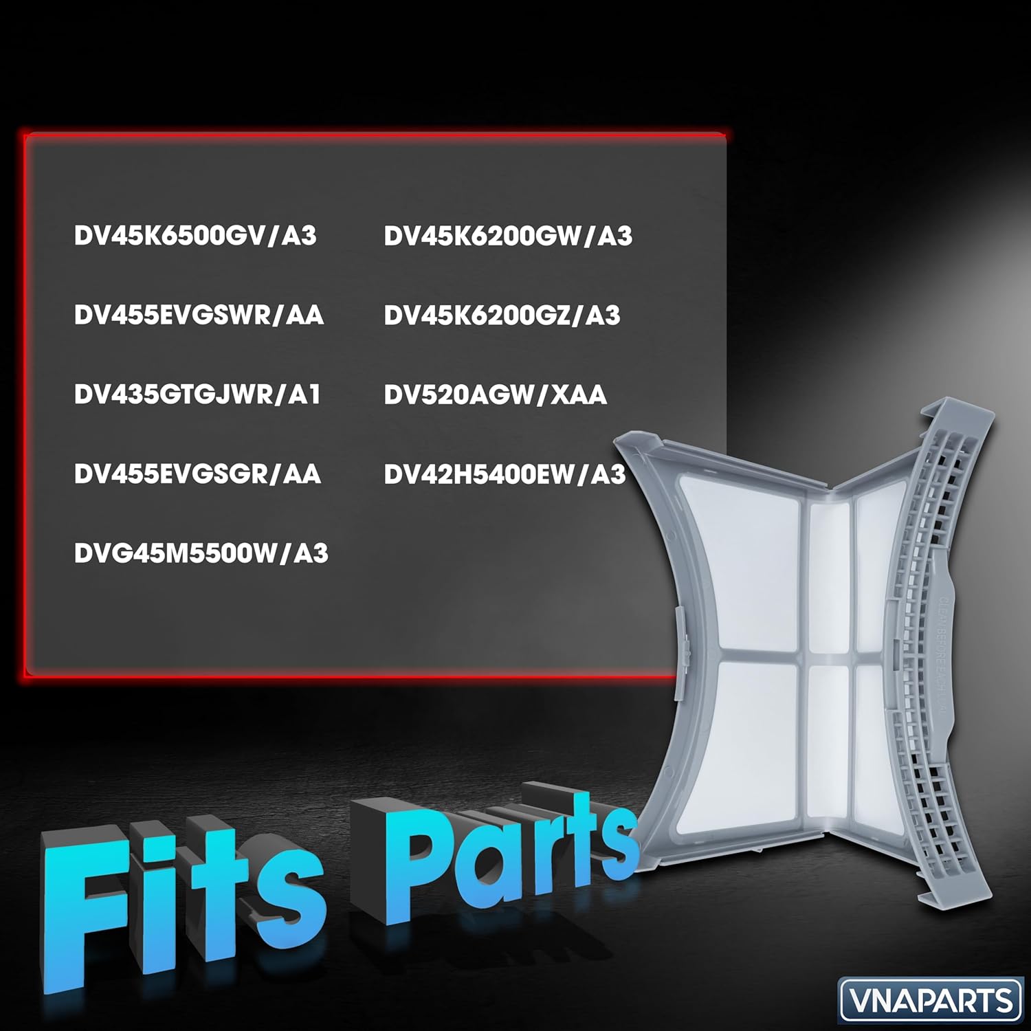 DV45K6500GV/A3, DV455EVGSWR/AA, DV435GTGJWR/A1 Dryer Lint Trap Filter Screen for Samsung DV455EVGSGR/AA, DV45K6200GW/A3, DV45K6200GZ/A3 DV520AGW/XAA, DV42H5400EW/A3, DVG45M5500W/A3 with Brush