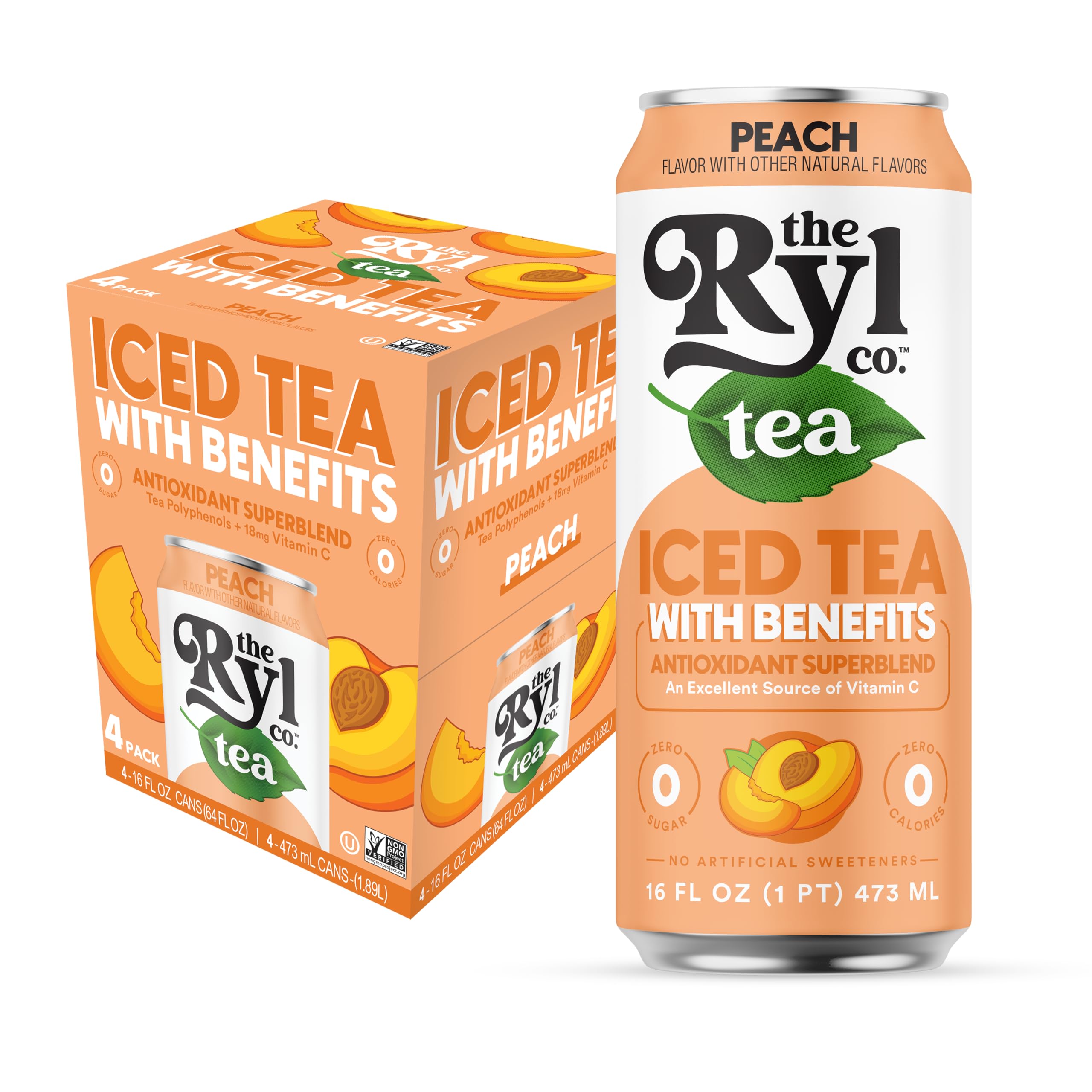 Ryl Iced Tea Peach 4 Pack (16oz)