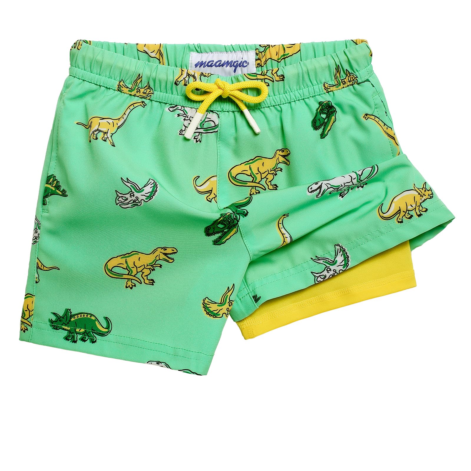 maamgic Boys Swim Trunks with Compression Liner Quick Dry Swim Shorts