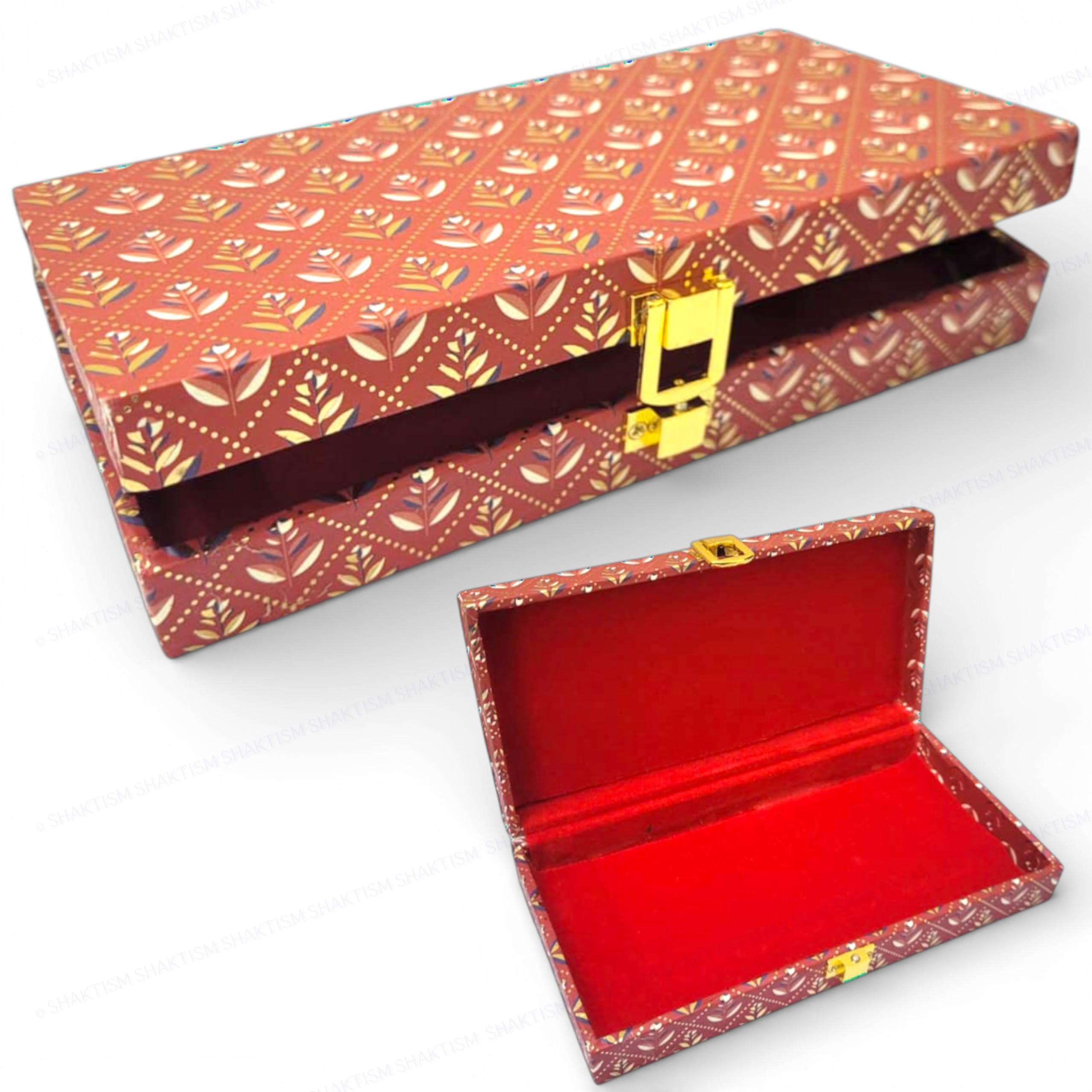 Premium Shagun Box for Wedding Cash Gifts | Designer Cash & Envelope Storage Box with Lock | Decorative Money Box for Shaadi, Engagement, Festivals & Gifting - Pc (Floral Design 1)-image-15