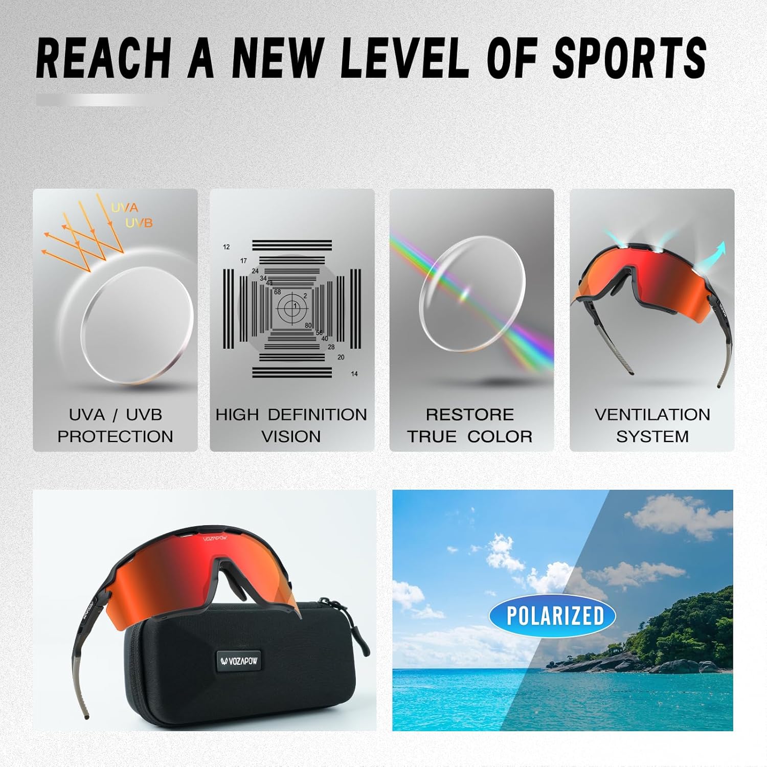 Polarized Cycling Glasses for Men Women, PC Lens UV Protection Sports Sunglasses for Running Baseball Softball - Image 4