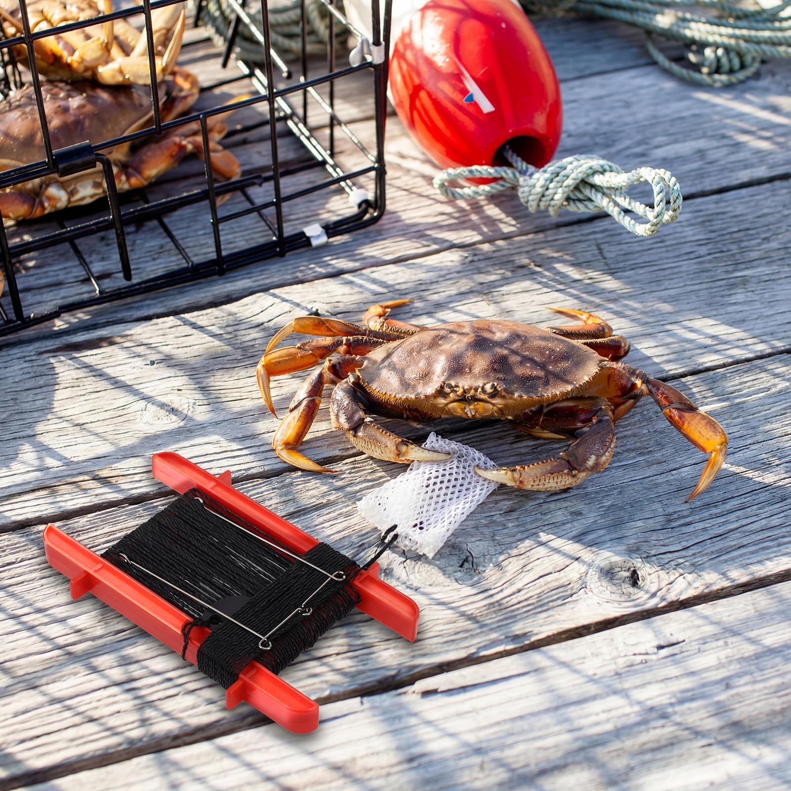 GliCraft Crabbing Kit with 34 Inch Extendable Fishing Net Safe Crab Lines No-Hook Design with Bait Bags for Beach, Rock Pool, Pier : Sports & Outdoors
