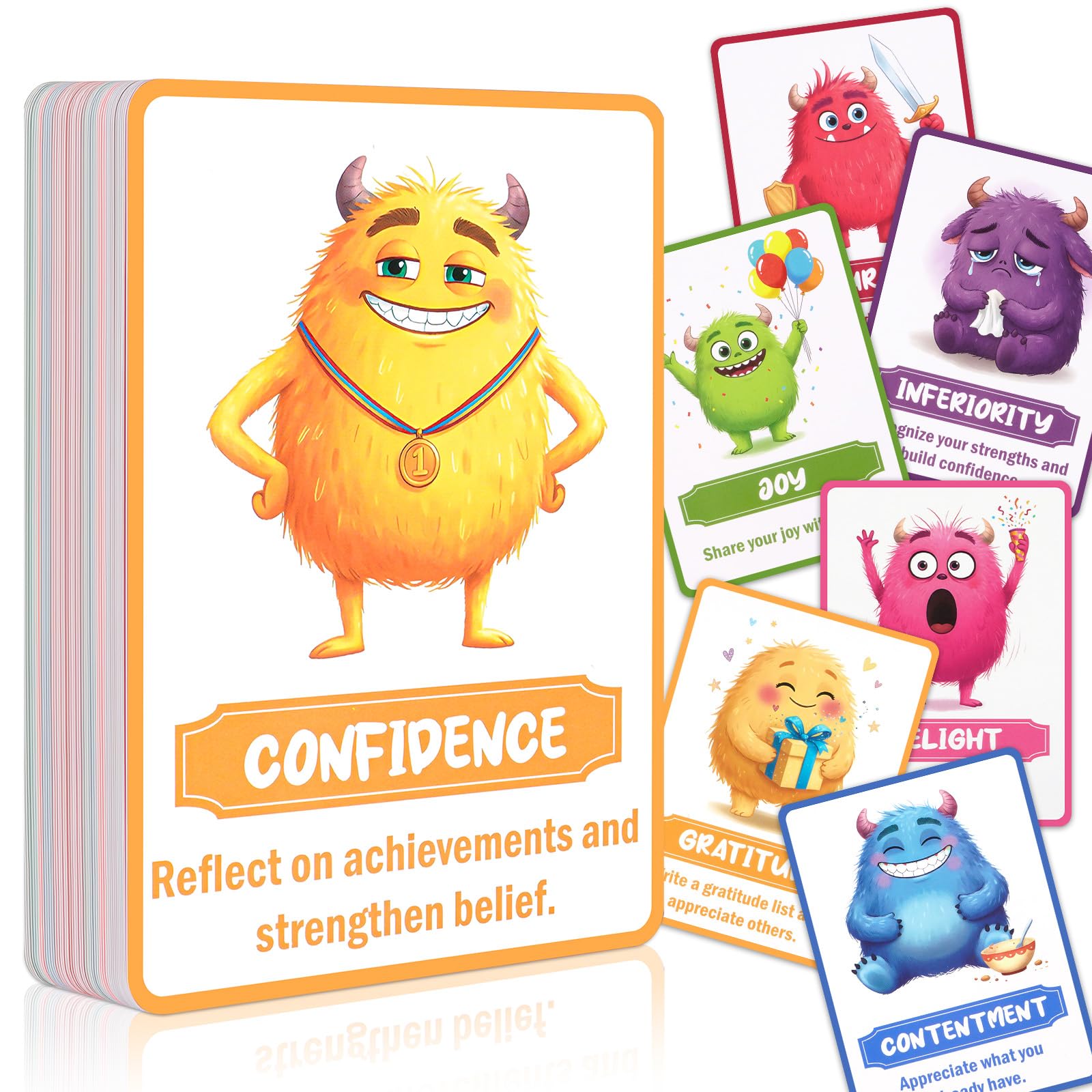 Aolso Emotion Cards for Children,50 PCS Flash Cards for Toddlers,Children's Mindfulness Card,Verbal Aid Flash Card for Reading and Spelling-50 PCS