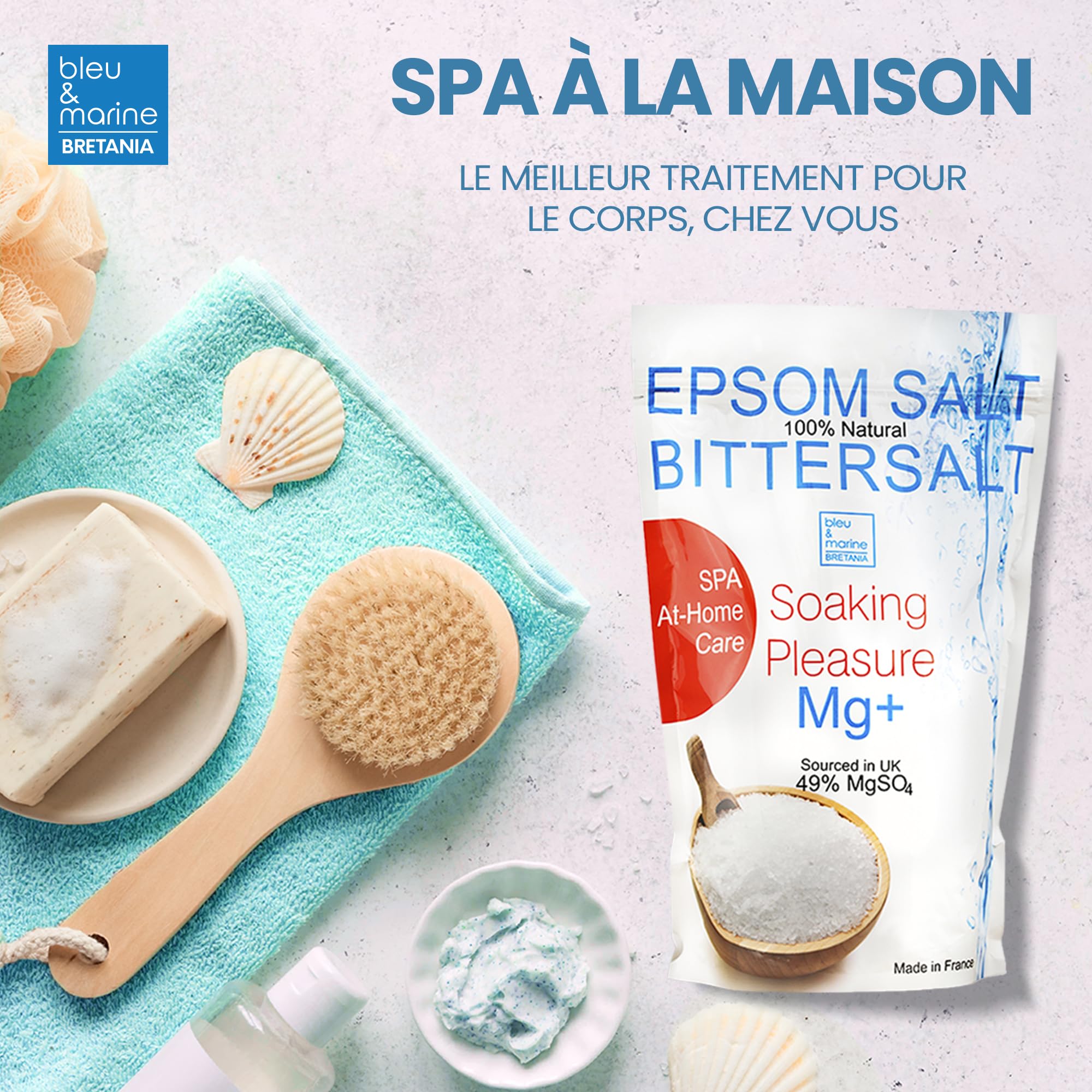 Magnésium Bio, Sel d'Epsom - Sels de Bain Relaxation et Récupération : Jambes Fatiguées, Muscles et Articulations. Pédicure, Exfoliant pour la peau - 7 kg