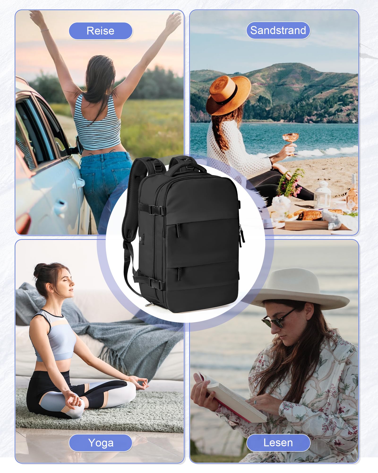 Vacuum Rucksack Handgepäck mit Vakuumsystem Ryanair Handgepäck Rucksack mit Vakuum Damen Herren 15.6 Zoll Laptop Air Bag Reise Rucksacks für Flugzeug Handgepäcks(Schwarz)