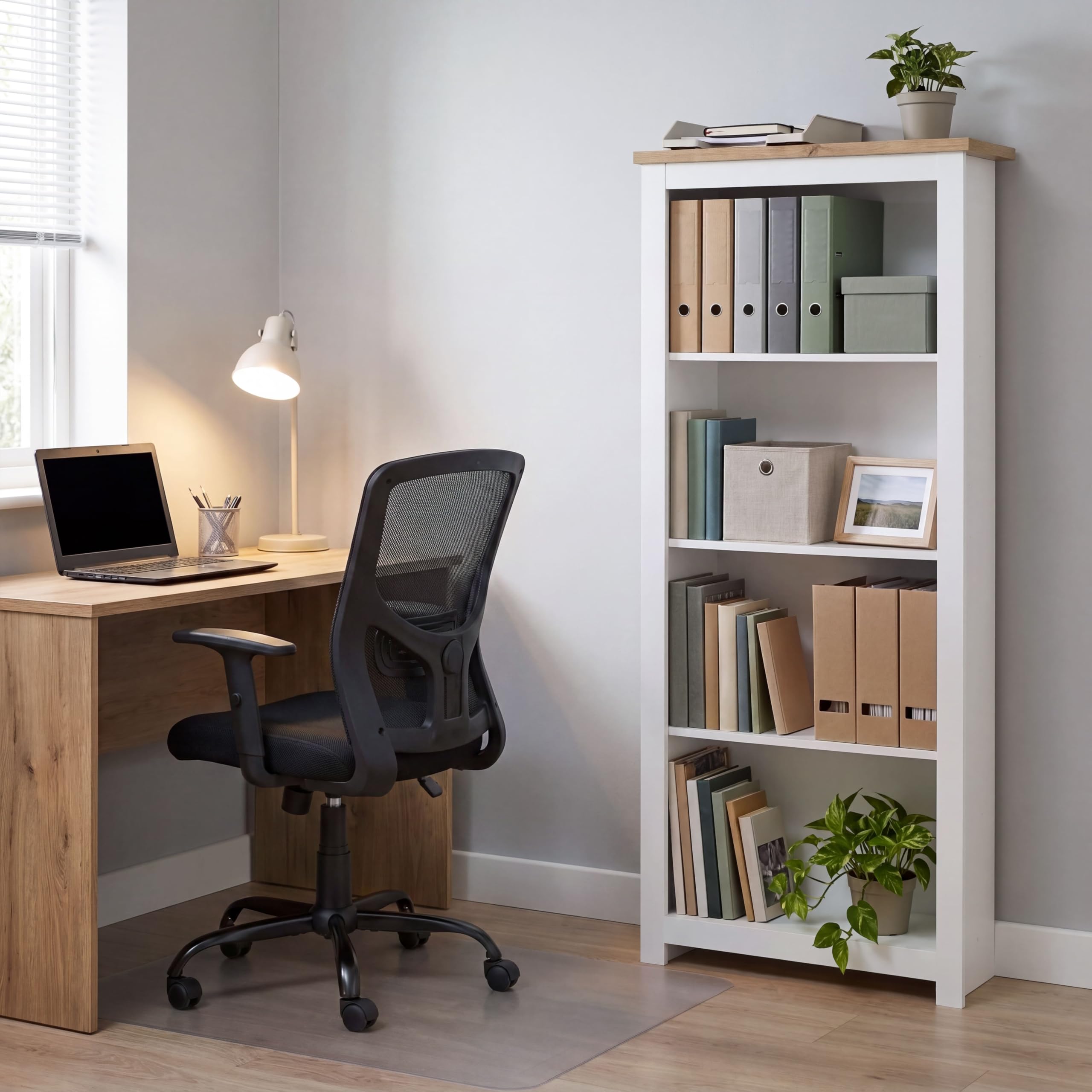 Vida Designs Arlington Bibliothèque Moderne avec étagères de Rangement en MDF Blanc (4 Niveaux)