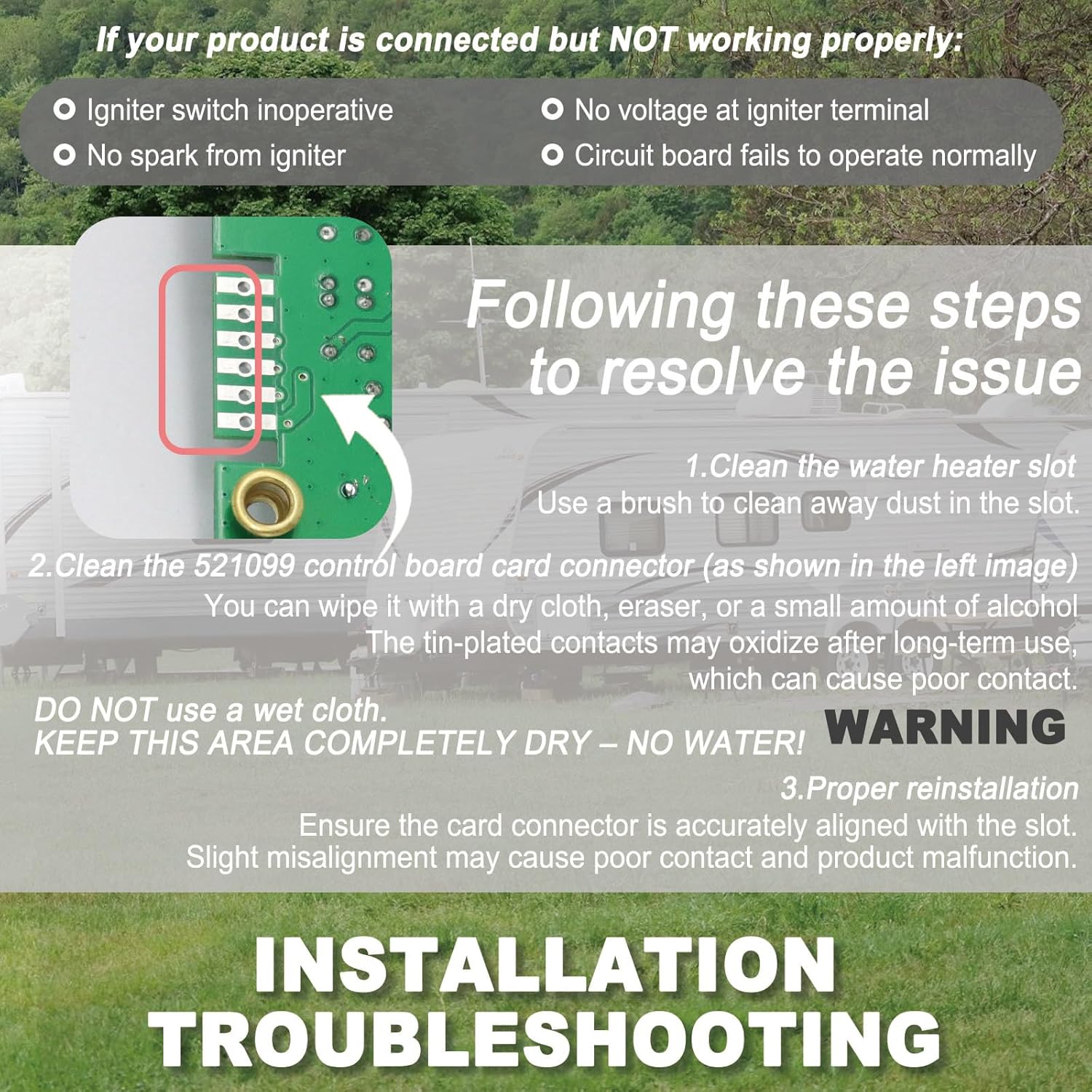 521099 520820 Circuit Board with Fan Control, 12V DC, Fit for Suburban RV Furnace SA/SF/SFV/SH/NT Ignition Control Module Board NT12/16/20/24/25/30/34/42, SF20/25/30/35/42, Replace#520871 520741