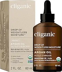 Cliganic Óleo de Argan Orgânico, 60 ml - Certificado pelo USDA - Puro Ingrediente Único - Óleo Corporal Prensado a Frio - Para Cabelo, Rosto e Corpo